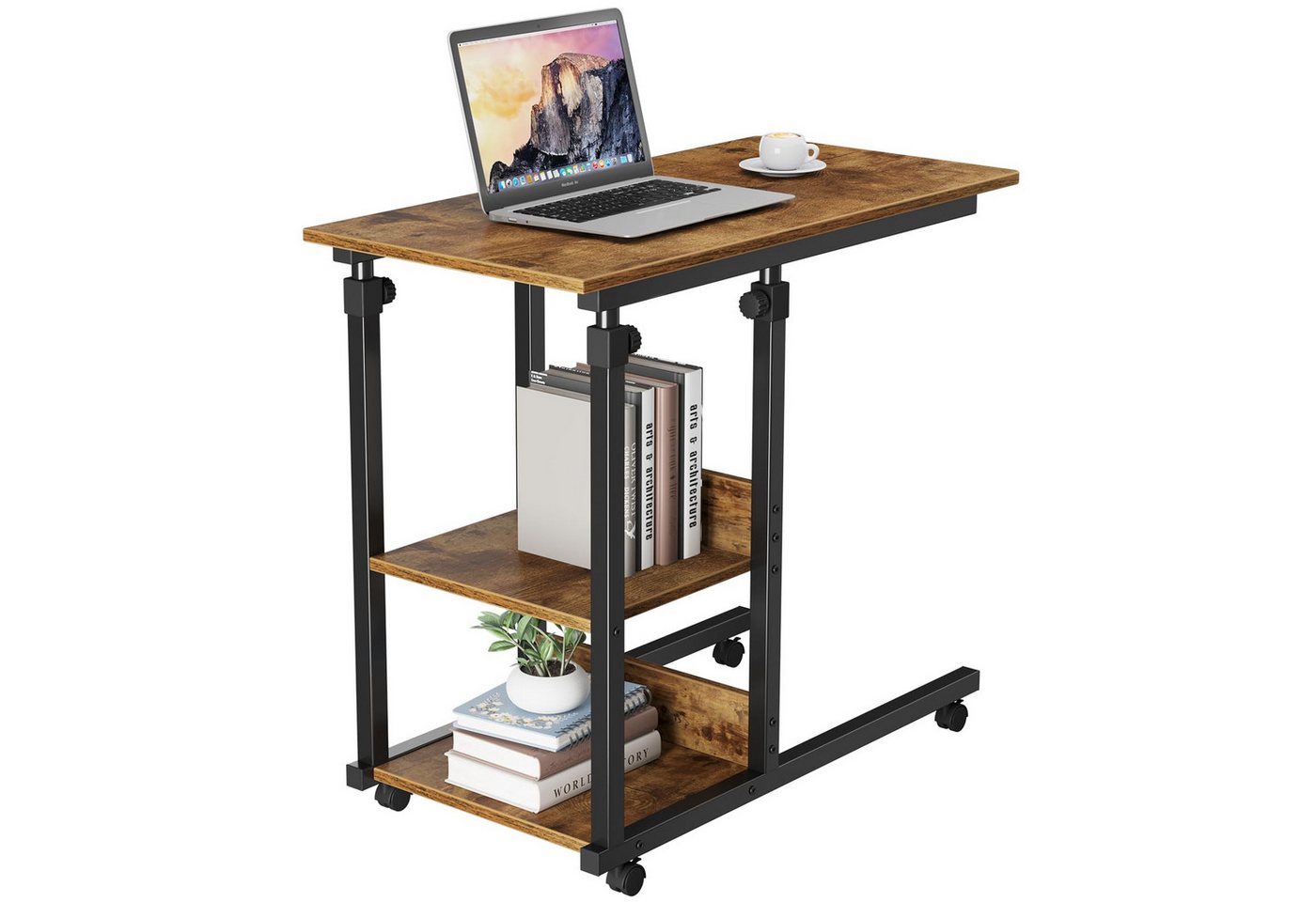 Dripex Beistelltisch Schreibtisch mit Rollen Computertisch Höhenverstellbar Laptoptisch