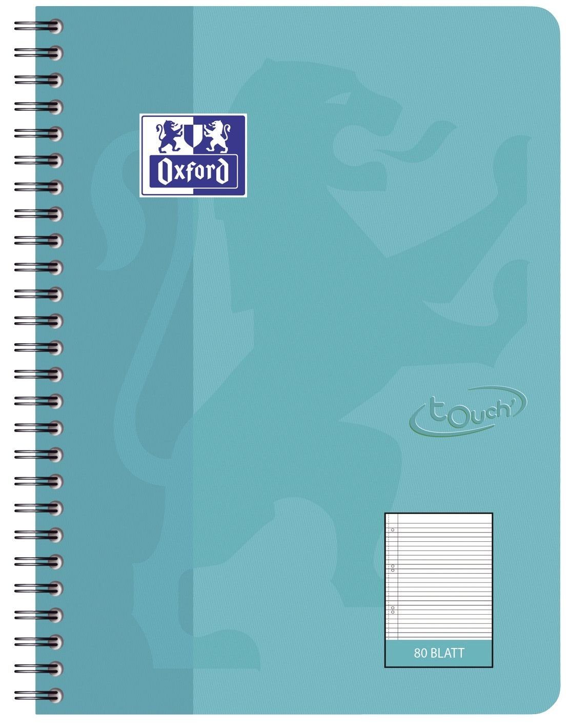 OXFORD Notizblock Collegeblock Touch - B5, liniert, 80 Blatt, 90 g/qm, aqua