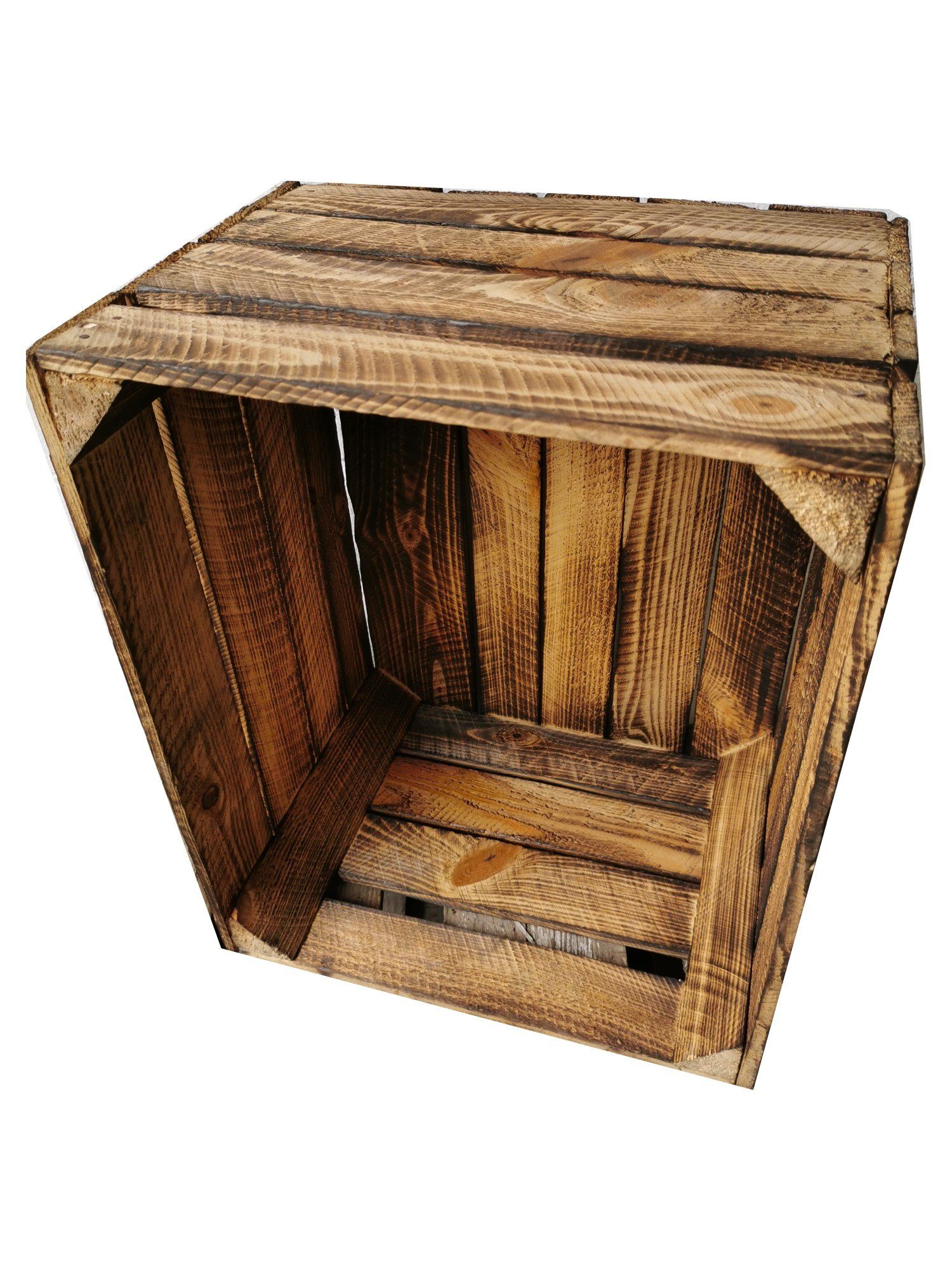 Teramico Holzkiste Obstkiste Vintage Geflammt 50 x 40 x 30cm, Vintage Obstkiste