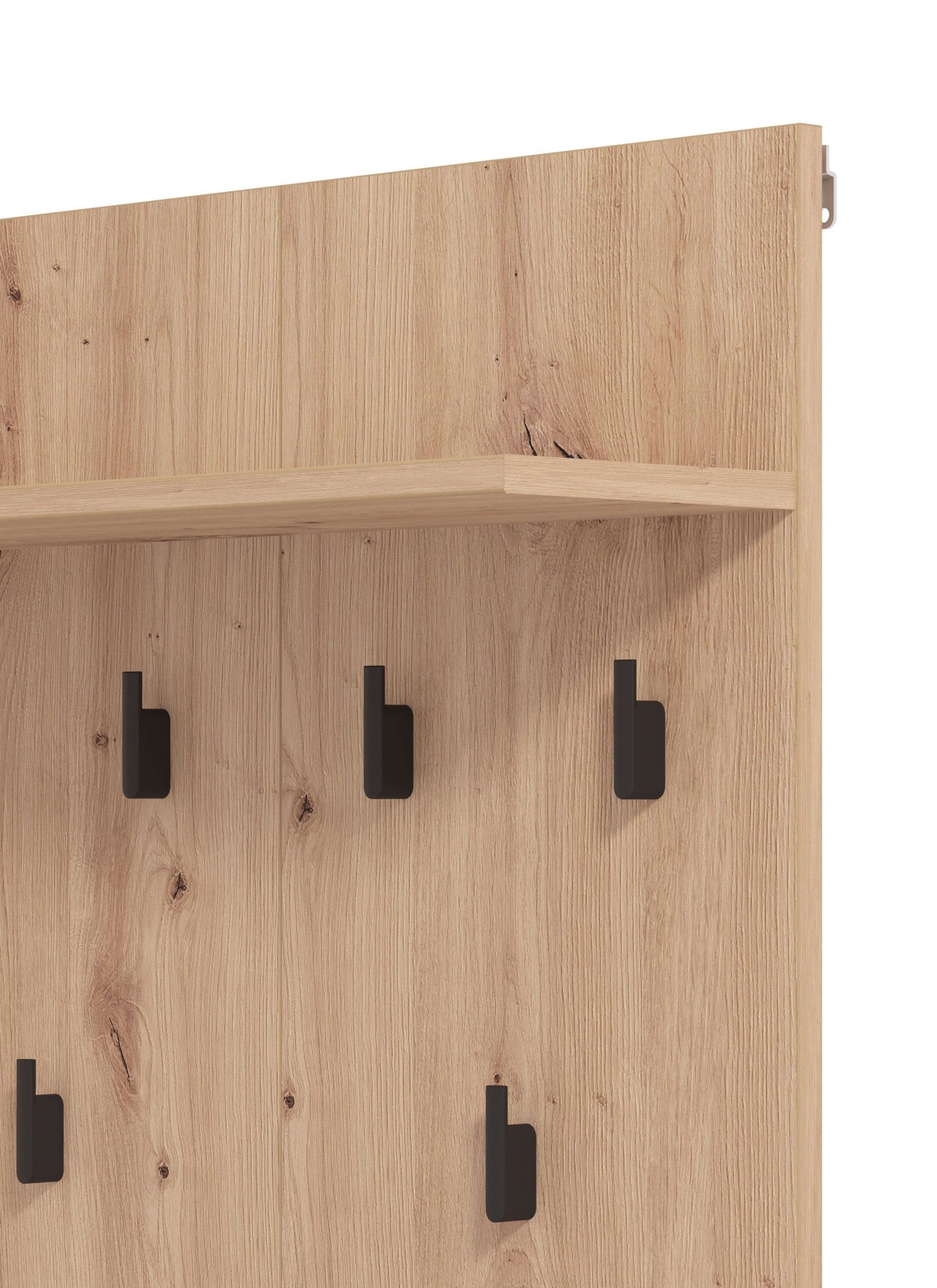 Home affaire Garderobenpaneel Landes, Garderobe mit 6 Haken und Hutablage, Wandgarderobe, mit Regal, Höhe 83 cm, in Artisan Eiche – Bild 4 von 4