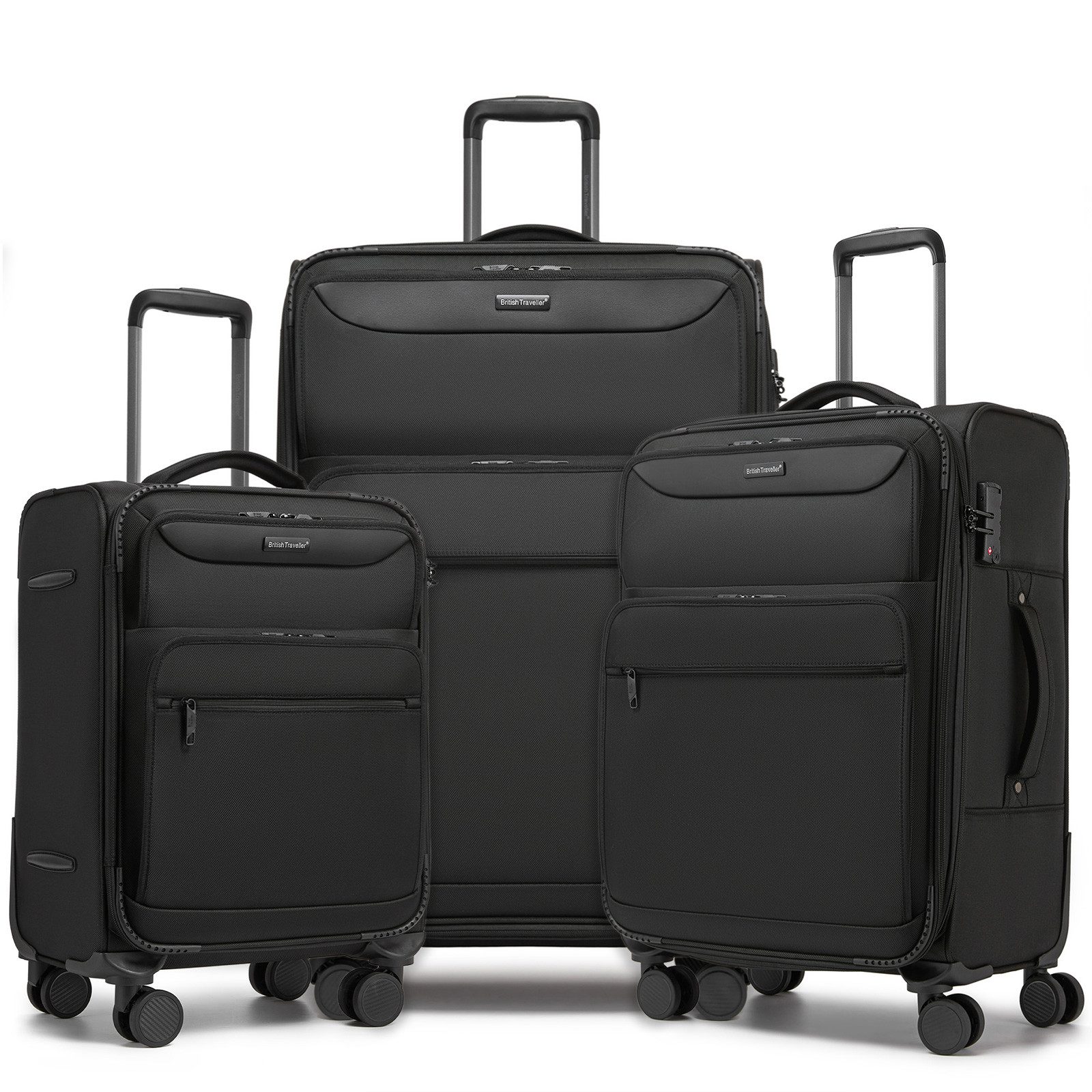 British Traveller Handgepäck-Trolley Stoffkoffer erweiterbar mit Frontfäche günstig online kaufen