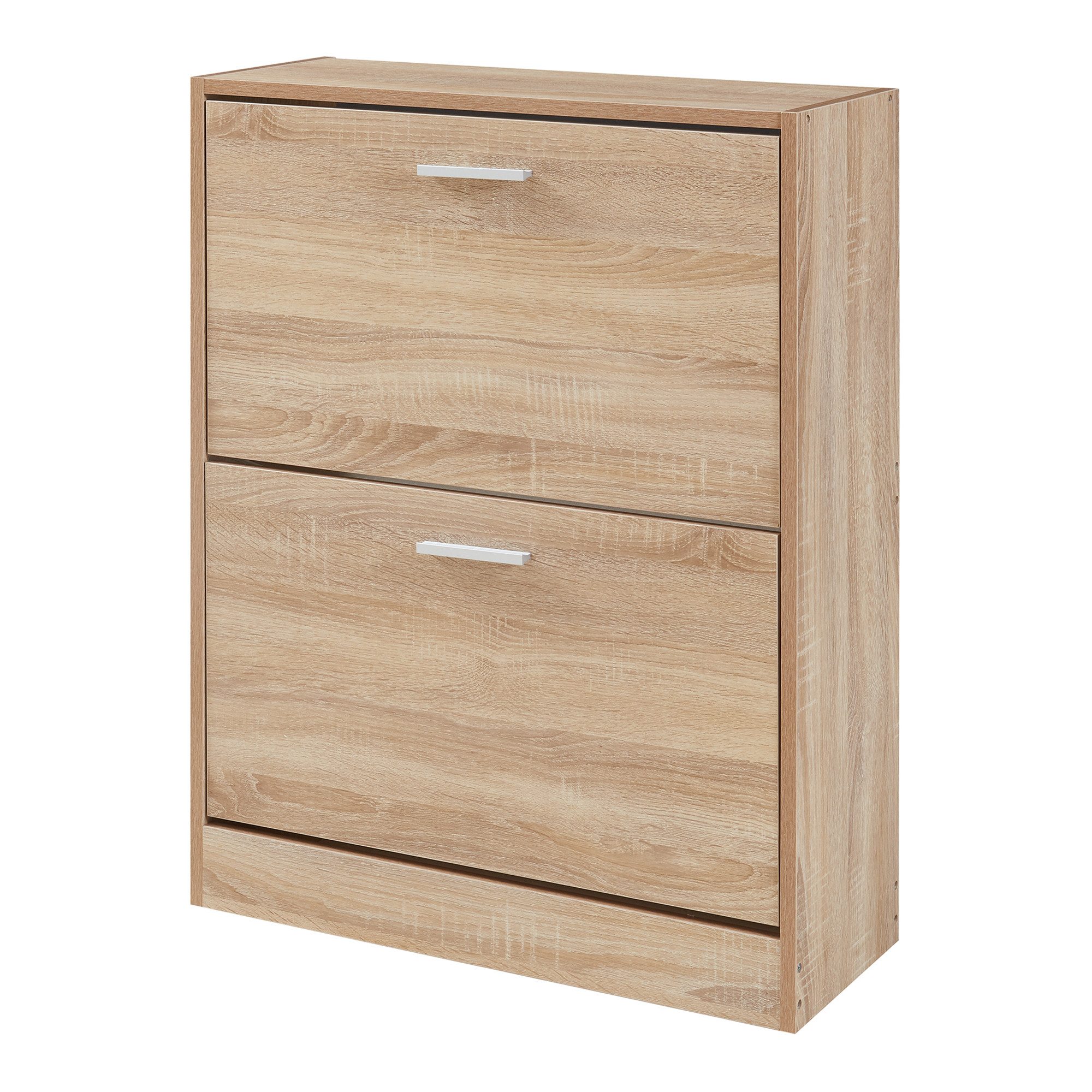 en.casa Schuhschrank »Sykkylven« Schuhkipper mit 2 Klappen 81 x 63 x 24 cm Sonoma-Eiche