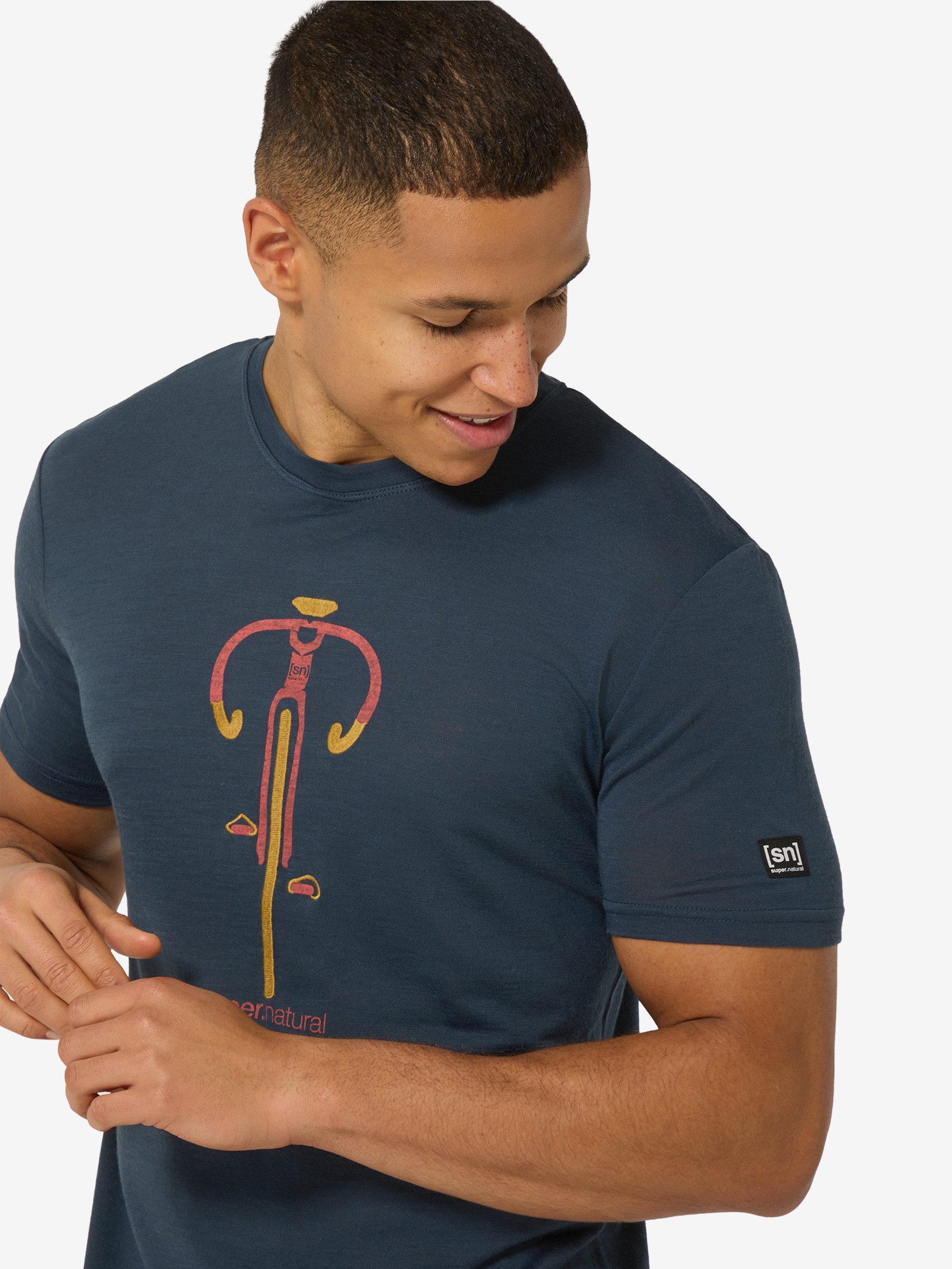 SUPER.NATURAL Print-Shirt für Herren, Merino VINTAGE BIKE TEE Bike Motivation Motiv, atmungsaktiv