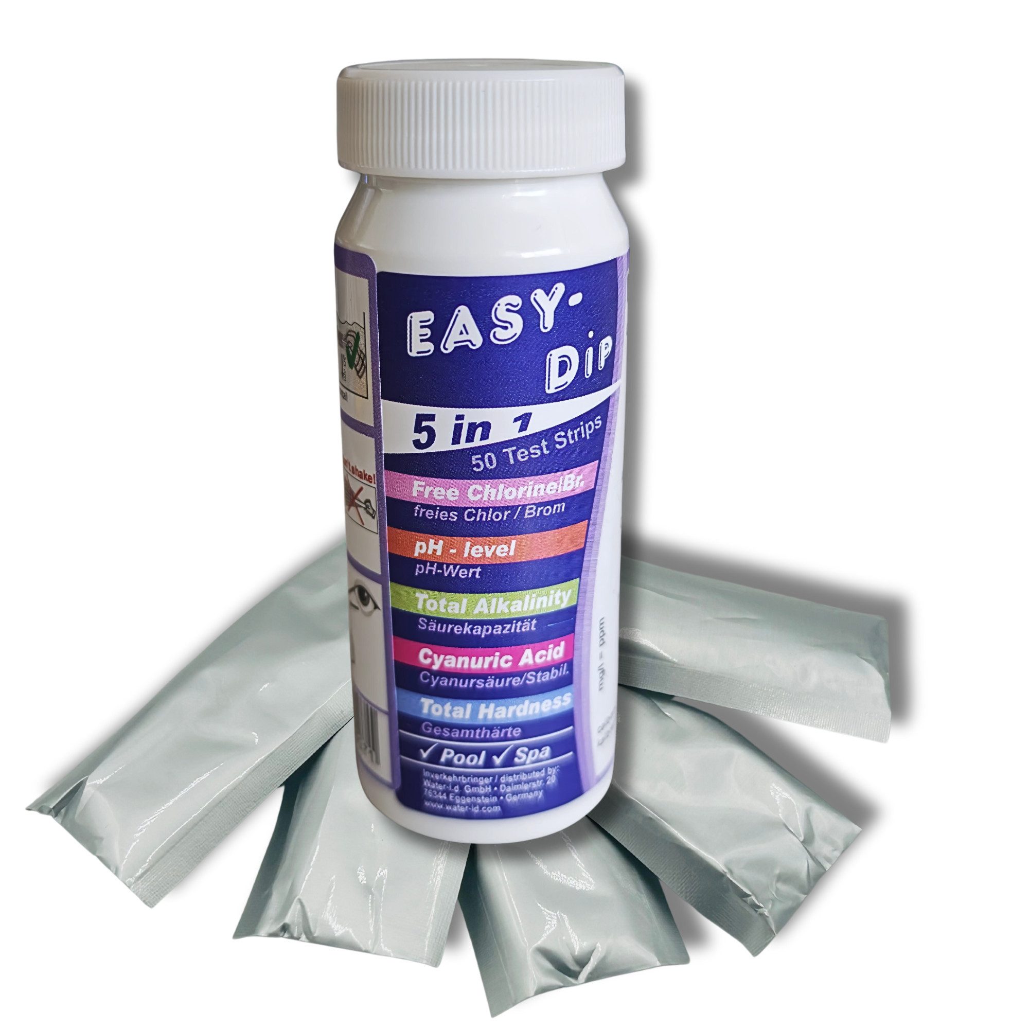 Pool-Wassertest EASY DIP 5 in 1 Pool Schwimmbad Teststreifen