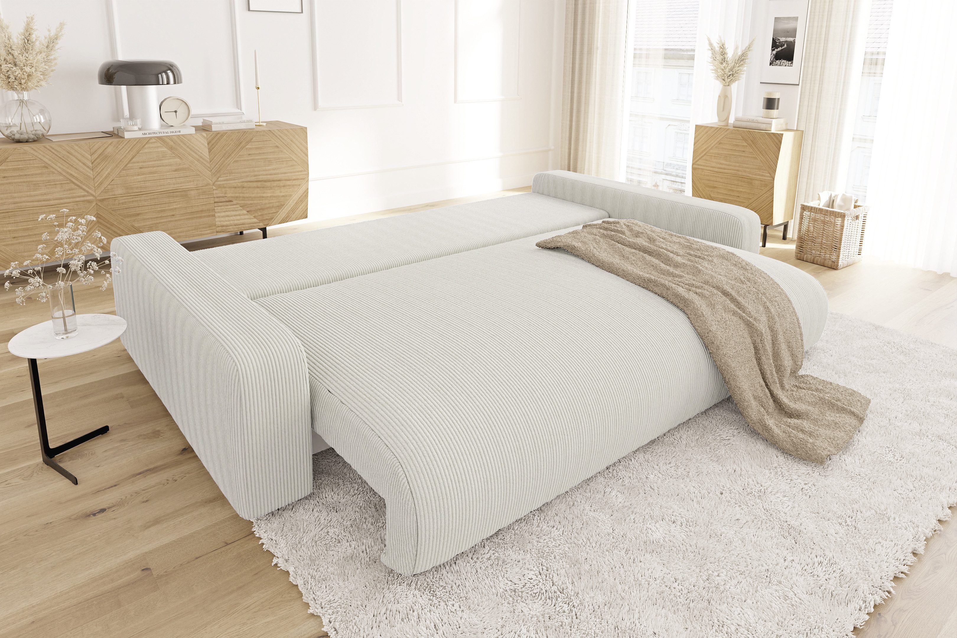 S-Style Möbel Schlafsofa Emma mit Bettkasten in Cord-Stoff – Bild 5 von 5