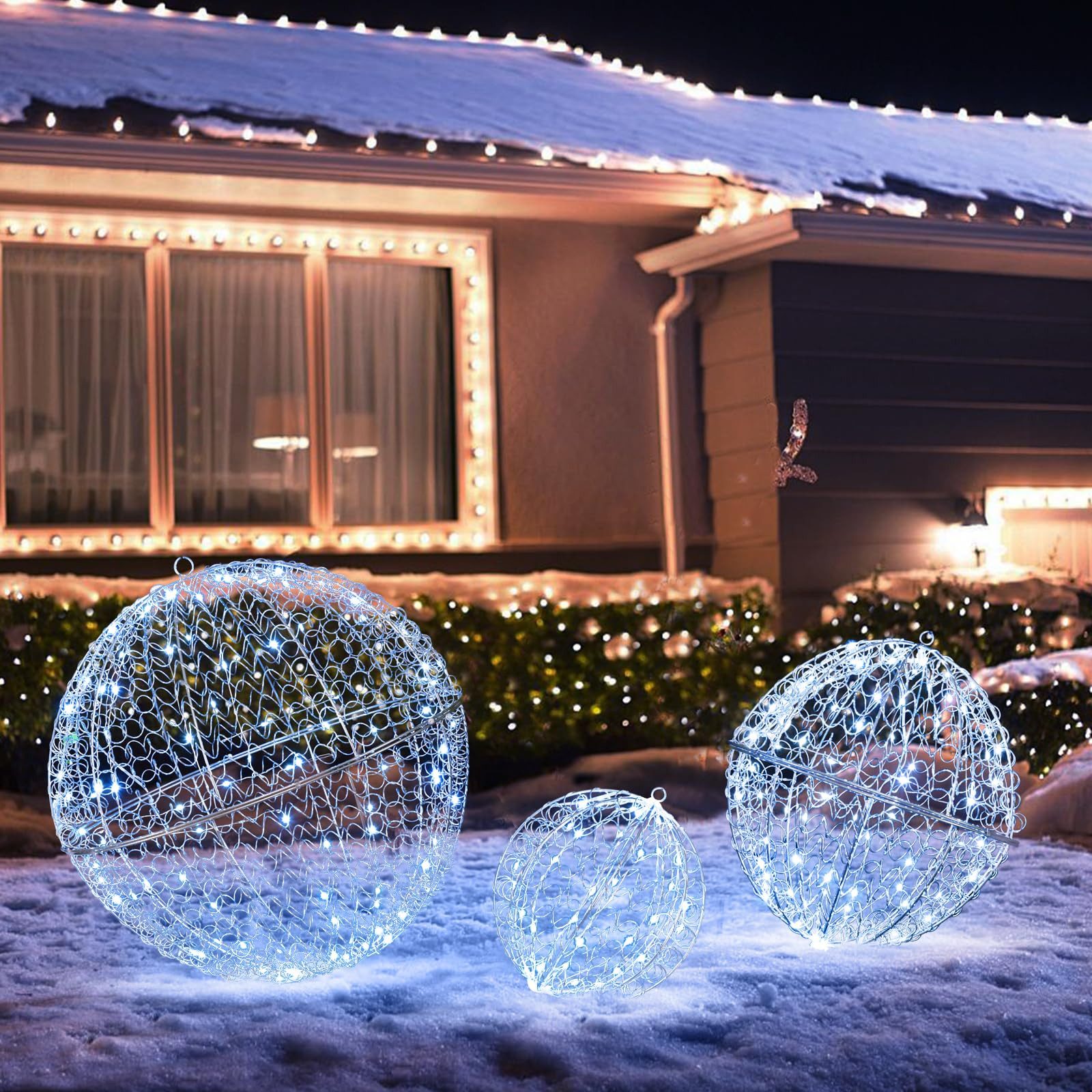 COSTWAY Weihnachtsfigur (3 St), LED Dekokugel, günstig online kaufen