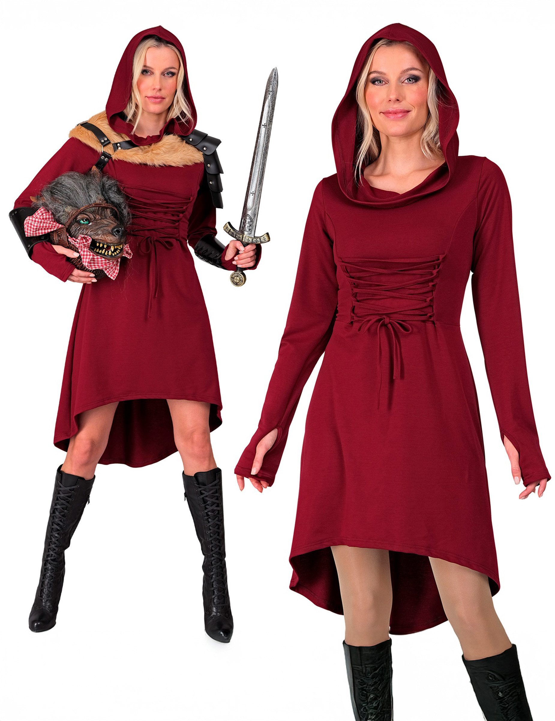 Widmann S.r.l. Kostüm Mittelalterliches Gothic Kleid für Damen rot