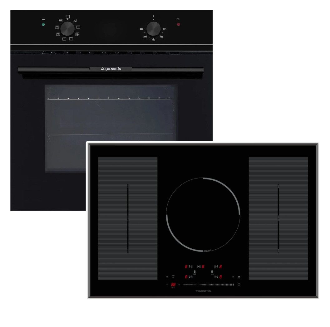 Wolkenstein Backofen-Set ECO Funktion EEK A + Induktionskochfeld autark 2 Doppel-Flexzonen 77cm