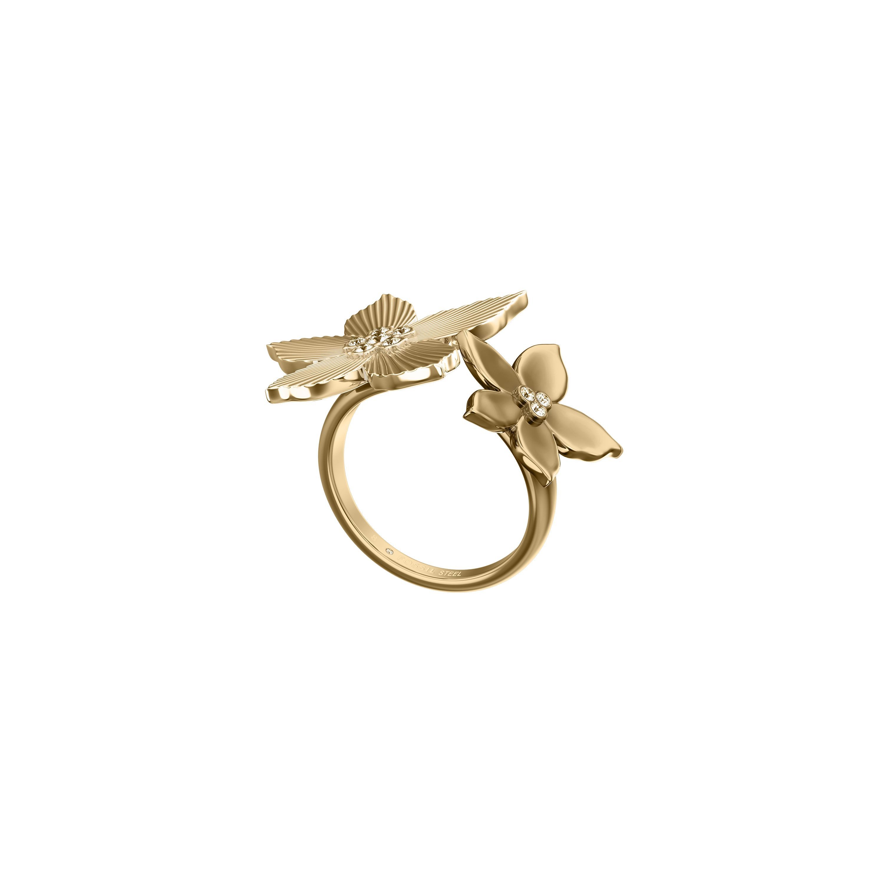 Fossil Fingerring Schmuck Geschenk Edelsthal Ring Blume Sutton, mit Glasstein