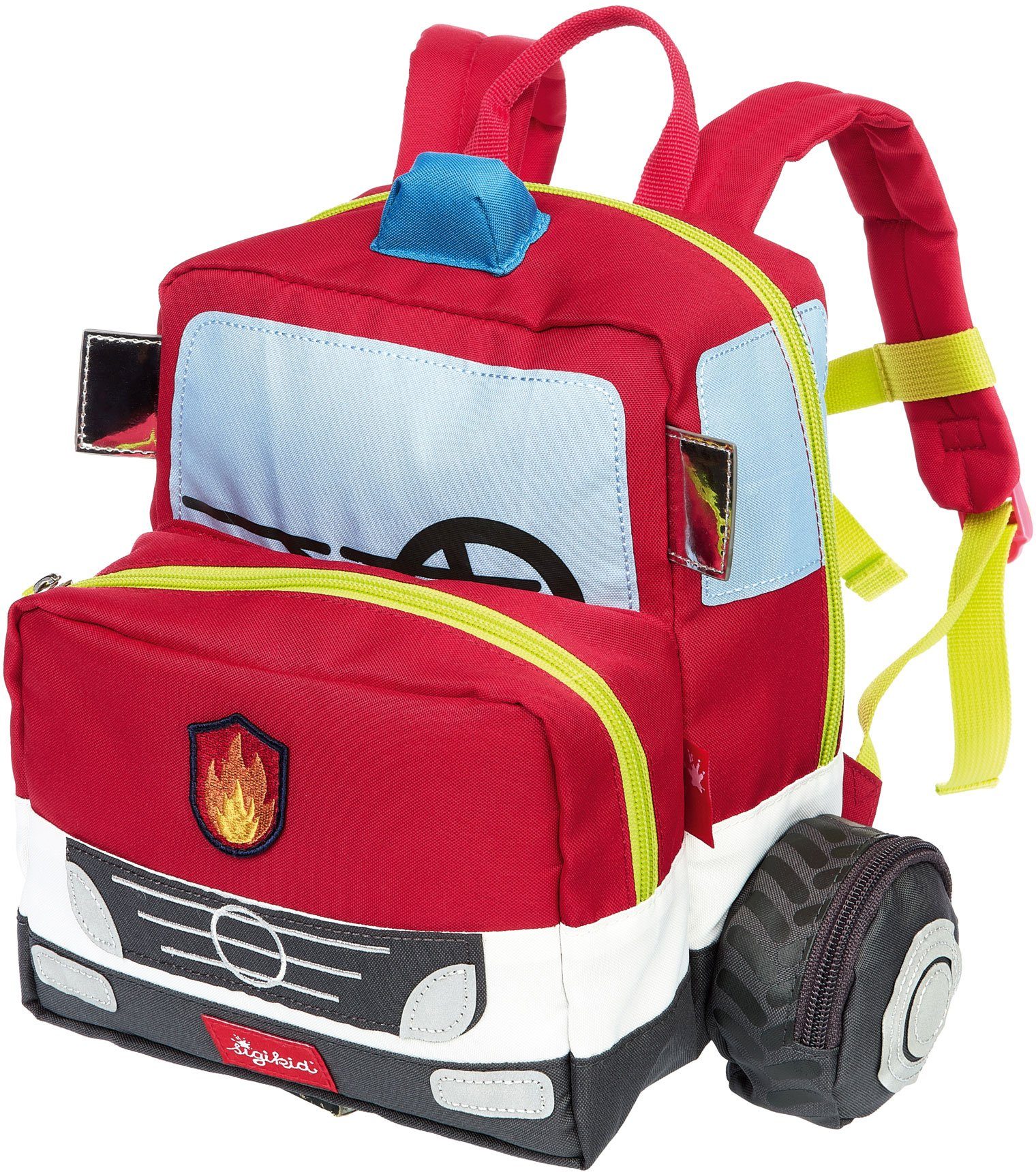 Sigikid Kinderrucksack Feuerwehr, 28 cm, Mit gepolsterten Schultergurten  und einstellbarem Brustgurt