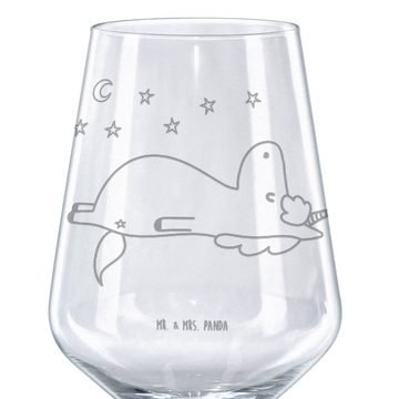 Mr. & Mrs. Panda Rotweinglas Einhorn Sternenhimmel - Transparent - Geschenk, Pegasus, Weinglas, Sp, Premium Glas, Luxuriöse Gravur