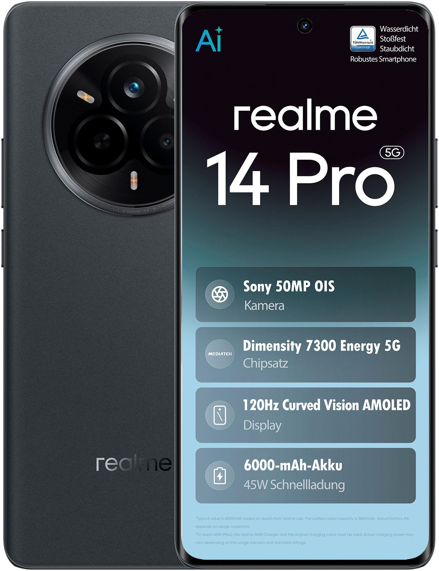 Realme 14 Pro 5G Smartphone (17,2 cm/6,77 Zoll, 256 GB Speicherplatz, 50 MP Kamera)