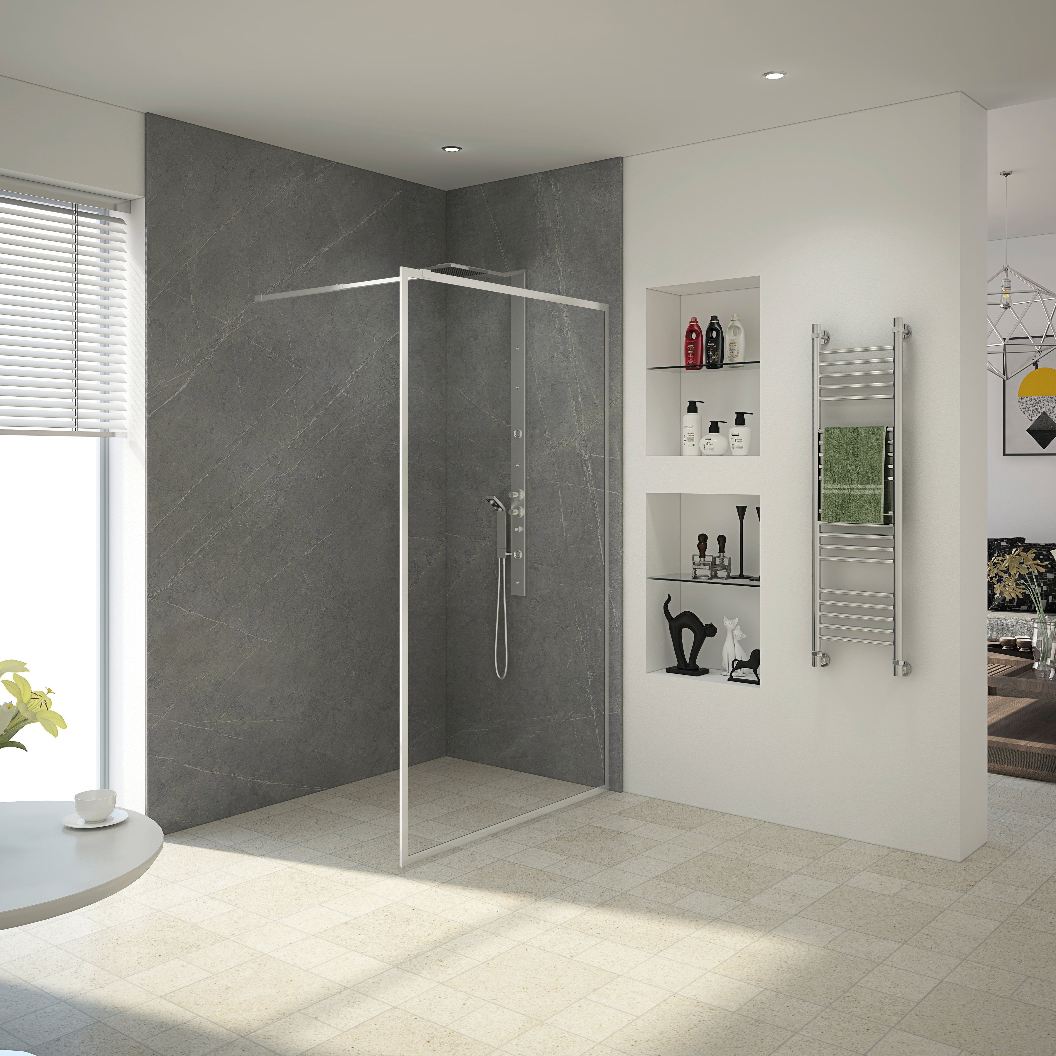 Marwell Walk-in-Dusche, Einscheibensicherheitsglas
