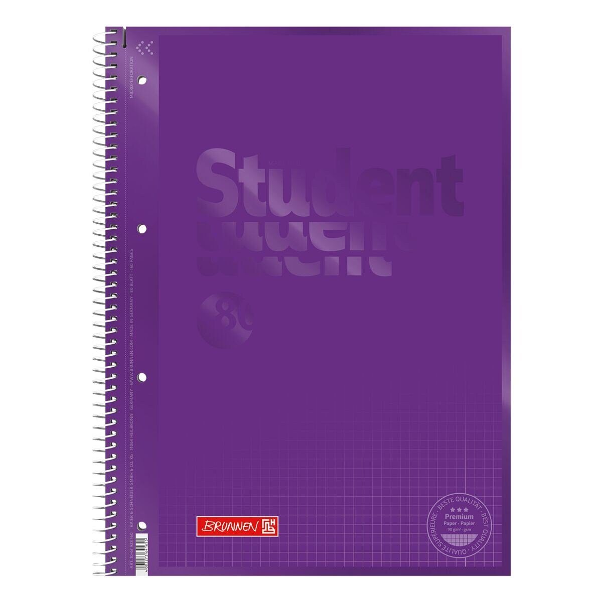 BRUNNEN Collegeblock Student Colour Code, A4, beidseitiger Rand, gelocht, mit Mikroperforation und Ausreißhilfe