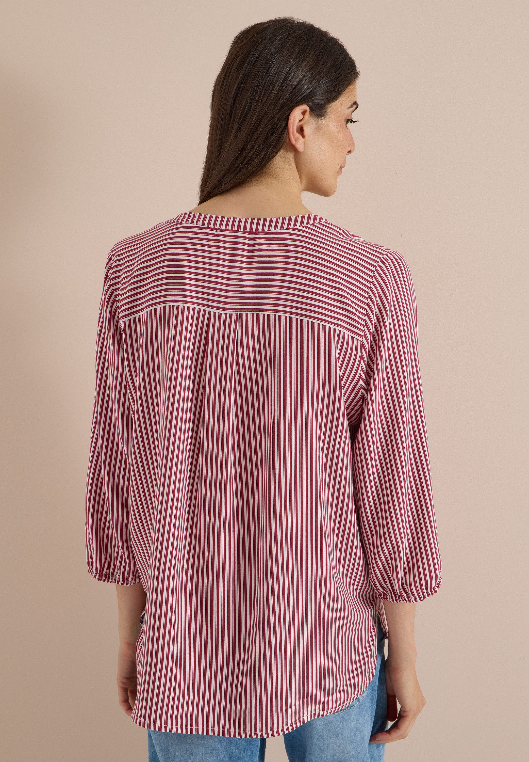 CECIL Shirtbluse mit geschlitztem Rundhalsausschnitt