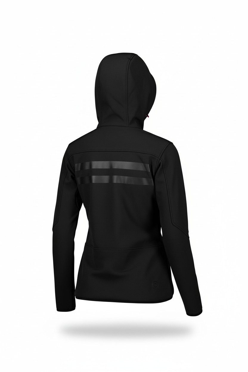 Geographical Norway Softshelljacke Damen Outdoor Wind Jacke Herbst Winter Übergangsjacke Brreine Schwarz (1-St) Mit Kapuze