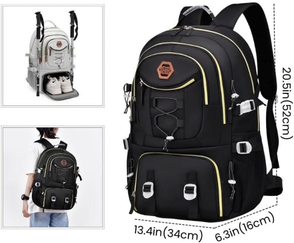 LIANNA Schulrucksack Rucksack für Damen und Herren, wasserdichter Oxford-Stoff mit (Set, großem Fassungsvermögen, lässiger Rucksack für Reisen und Wandern), aus echtes Leder, echtes Leder, Hergestellt in Italien, inkl.