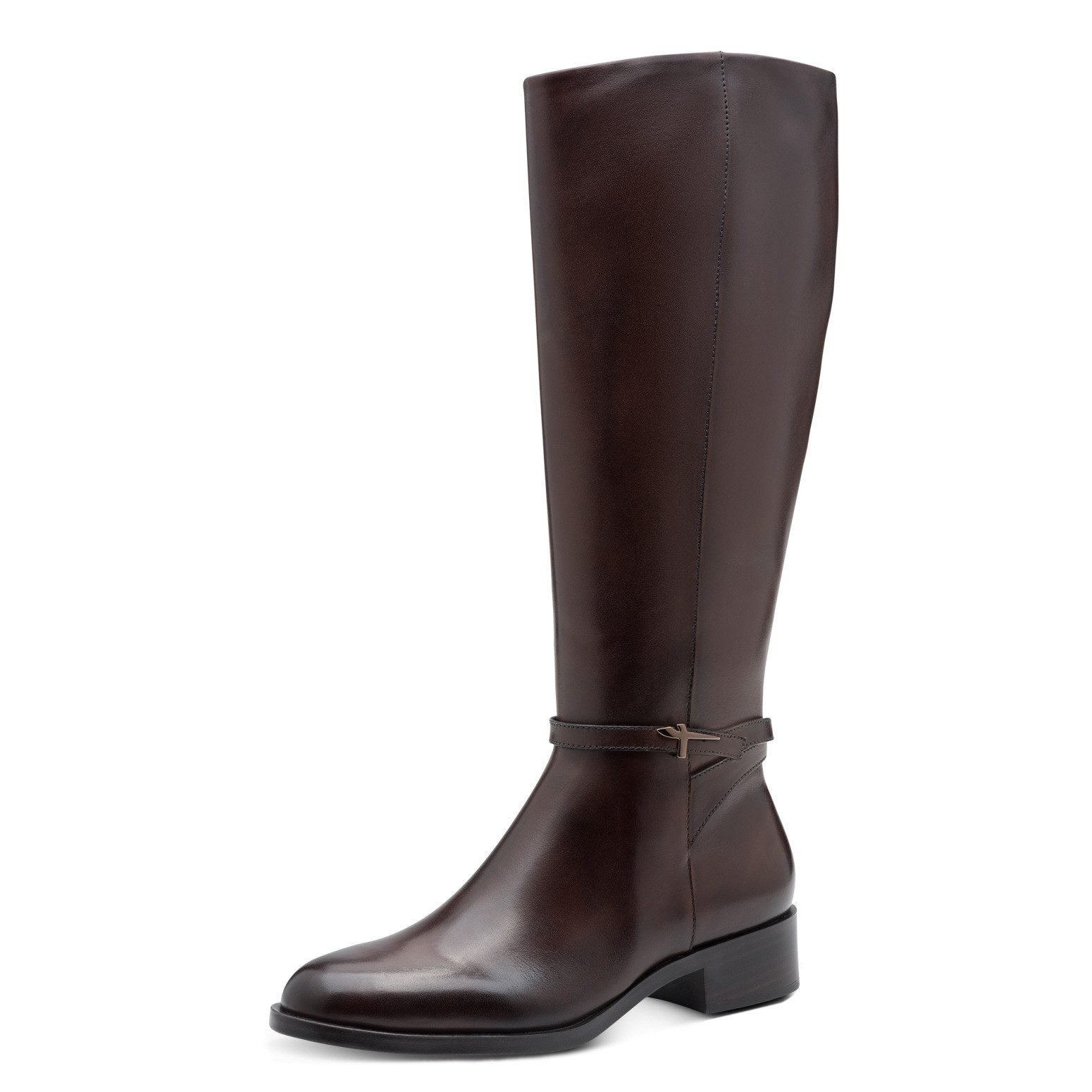 Tamaris Stiefel Blockabsatz, Langschaftstiefel mit T-Logoelement