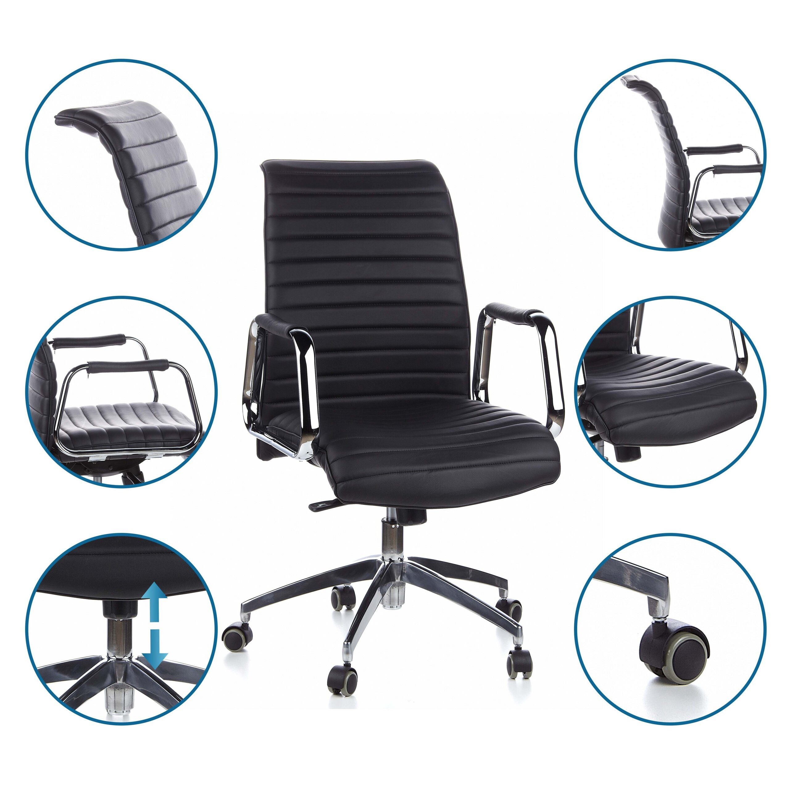 hjh OFFICE Chefsessel Profi Chefsessel Aspera 10 Leder mit Armlehnen, Drehstuhl Bürostuhl ergonomisch