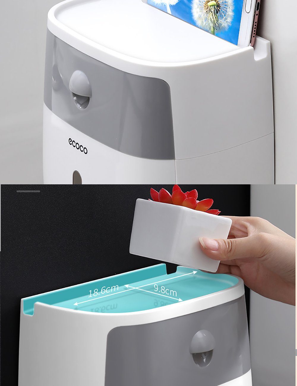 L.Ru UG Masken-Feuchttücher Spuren, Aufbewahrungsbox Toilettenpapierbox mit Papiertuchspender Wasserdichte ohne für Schublade (1-tlg)
