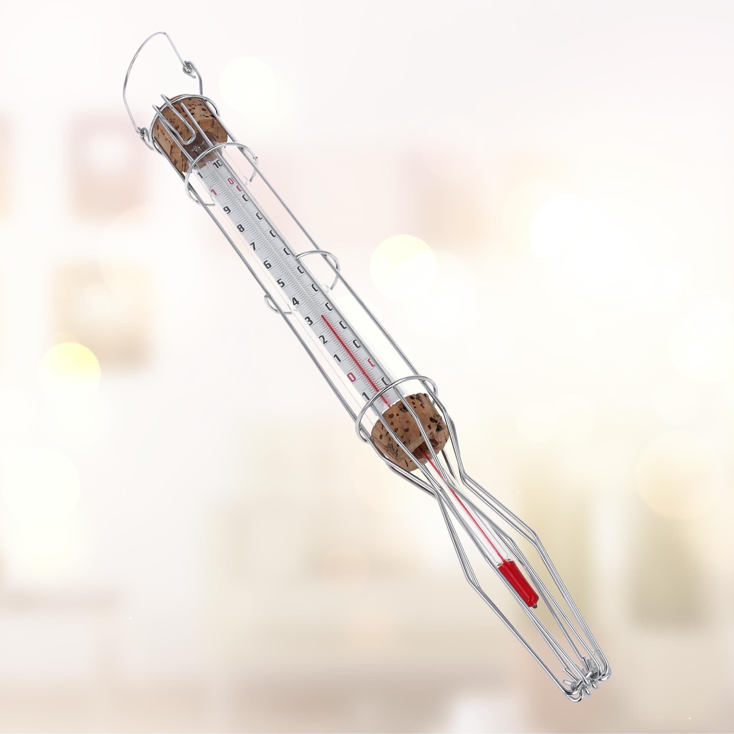 Lantelme Kochthermometer 36cm Zuckerthermometer Drahtkorb Einkochthermometer Kesselthermometer, 1-tlg., Temperaturanzeige bis 110 Grad Glassäule mit Metallgitter
