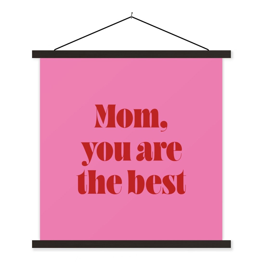 MuchoWow Poster Mutter - Botschaft - Rosa, (1 St), Bilderhalter, Bilderrahmen, Magnet Rahmen, Holz, 90x90 cm
