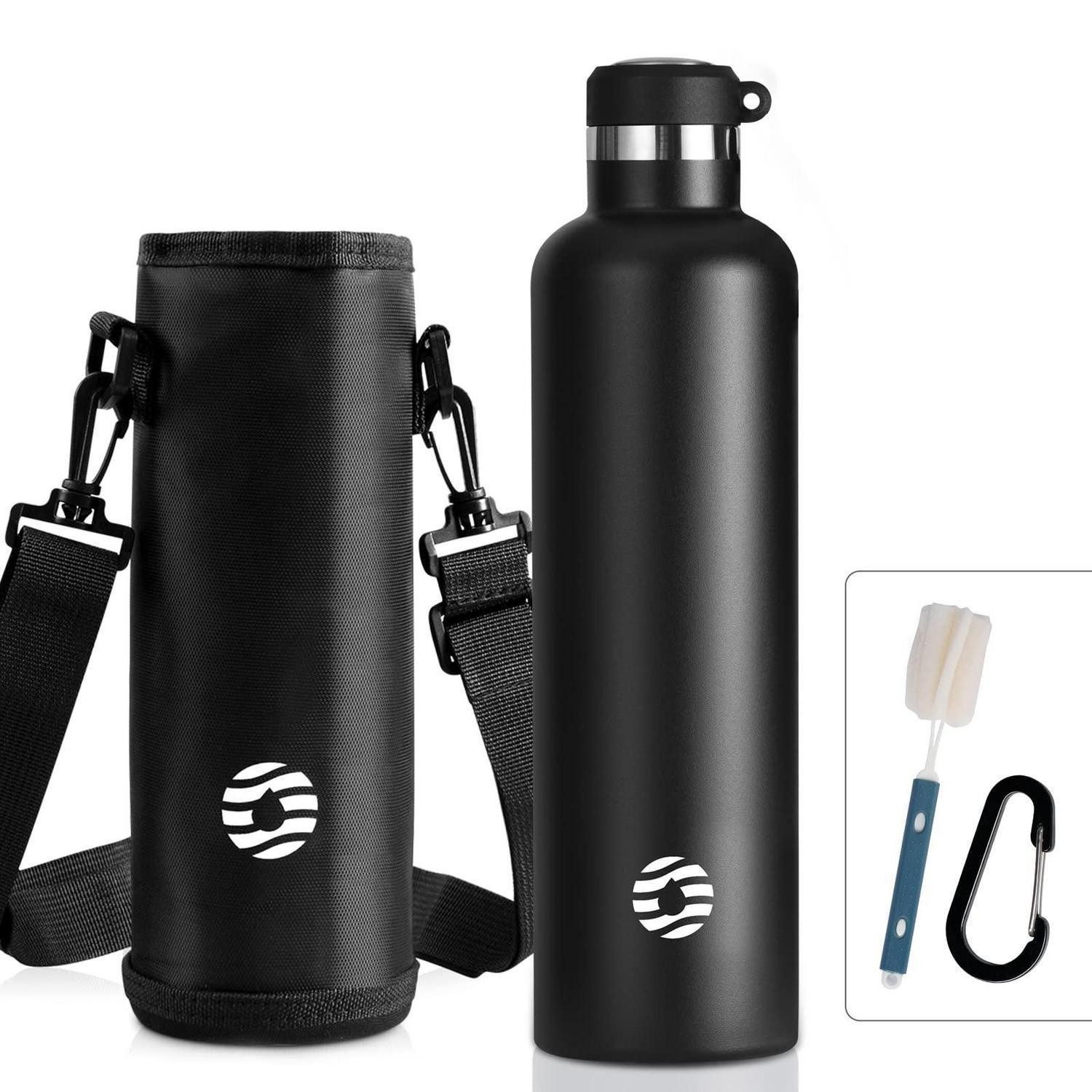 LuxusKollektion Thermoflasche Trinkflasche Edelstahl 1L mit Karabiner