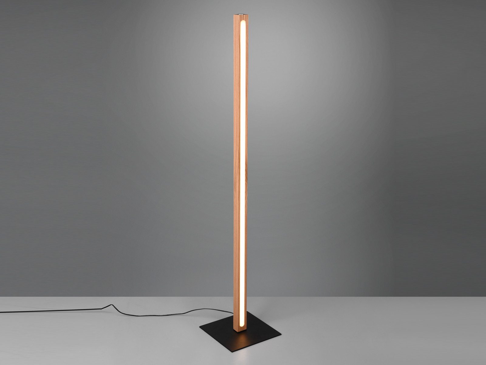 TRIO Leuchten LED Stehlampe, Dimmfunktion, LED fest integriert, dimmbar über Touch, Warmweiß, Moderne Holz-Lampe mit Metallfuß stehend, klein und schmal, Höhe:115cm