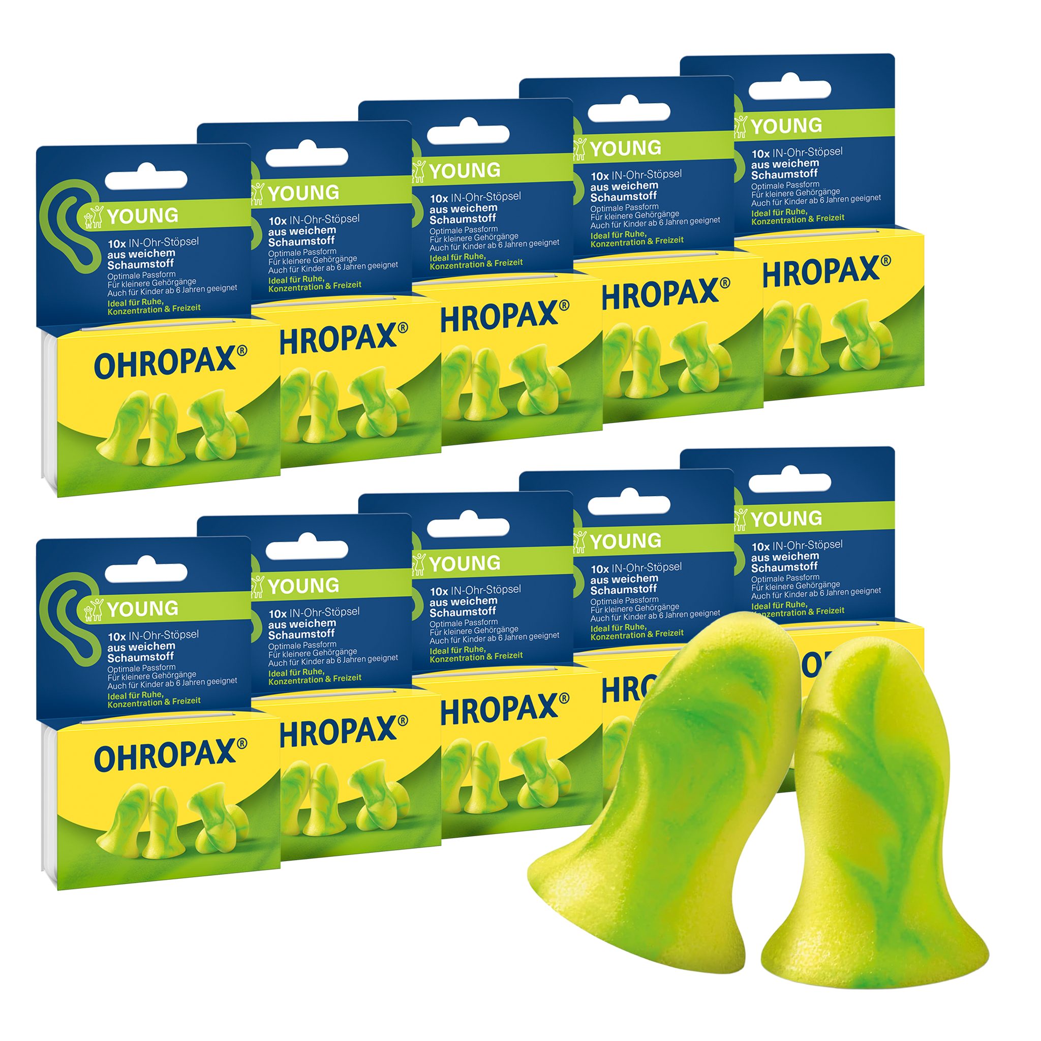 OHROPAX Gehörschutzstöpsel OHROPAX Young Ohrstöpsel - 10x10 Stück