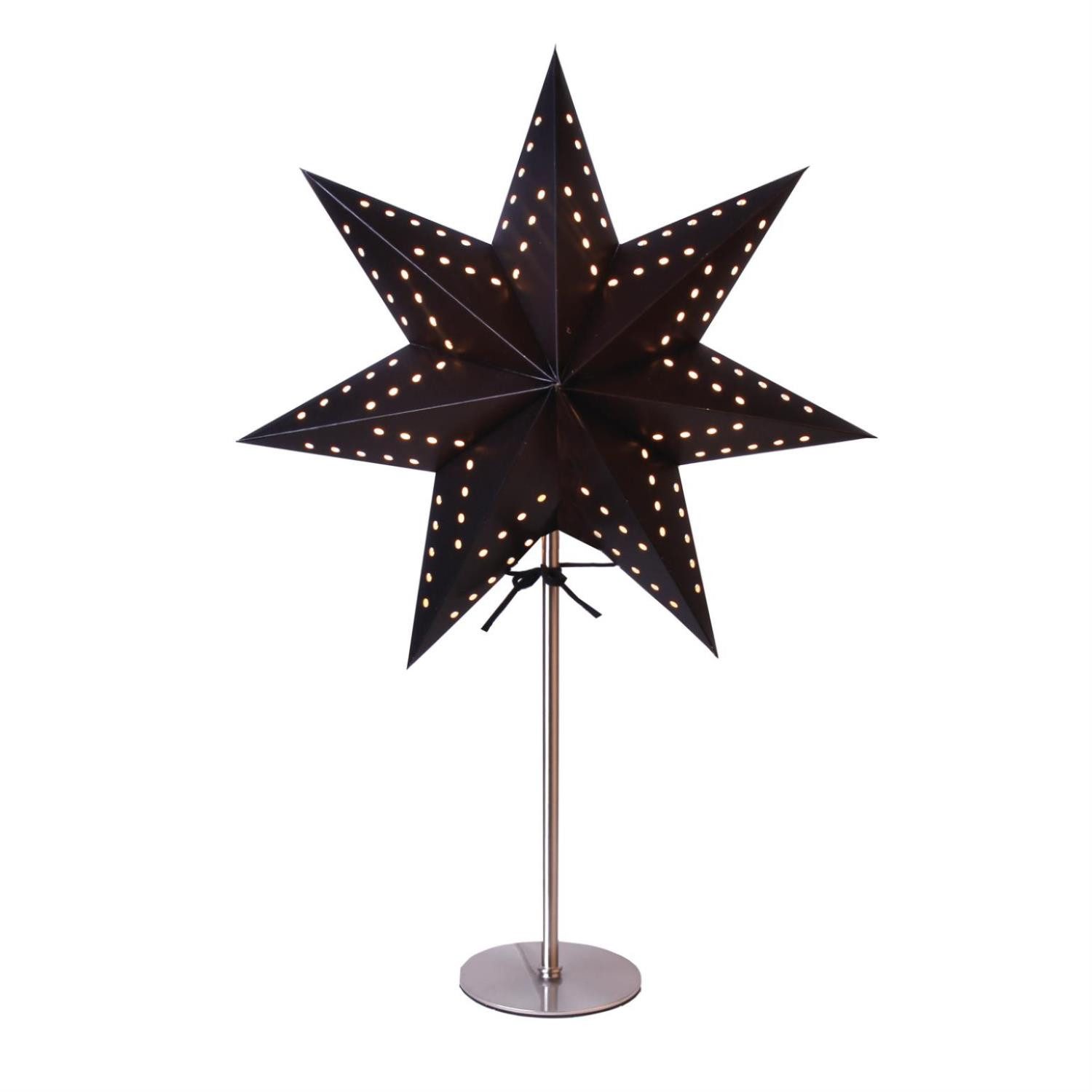 MARELIDA LED Stern Papierstern Weihnachtsstern stehend 7-zackig 34cm E14 Kabel schwarz