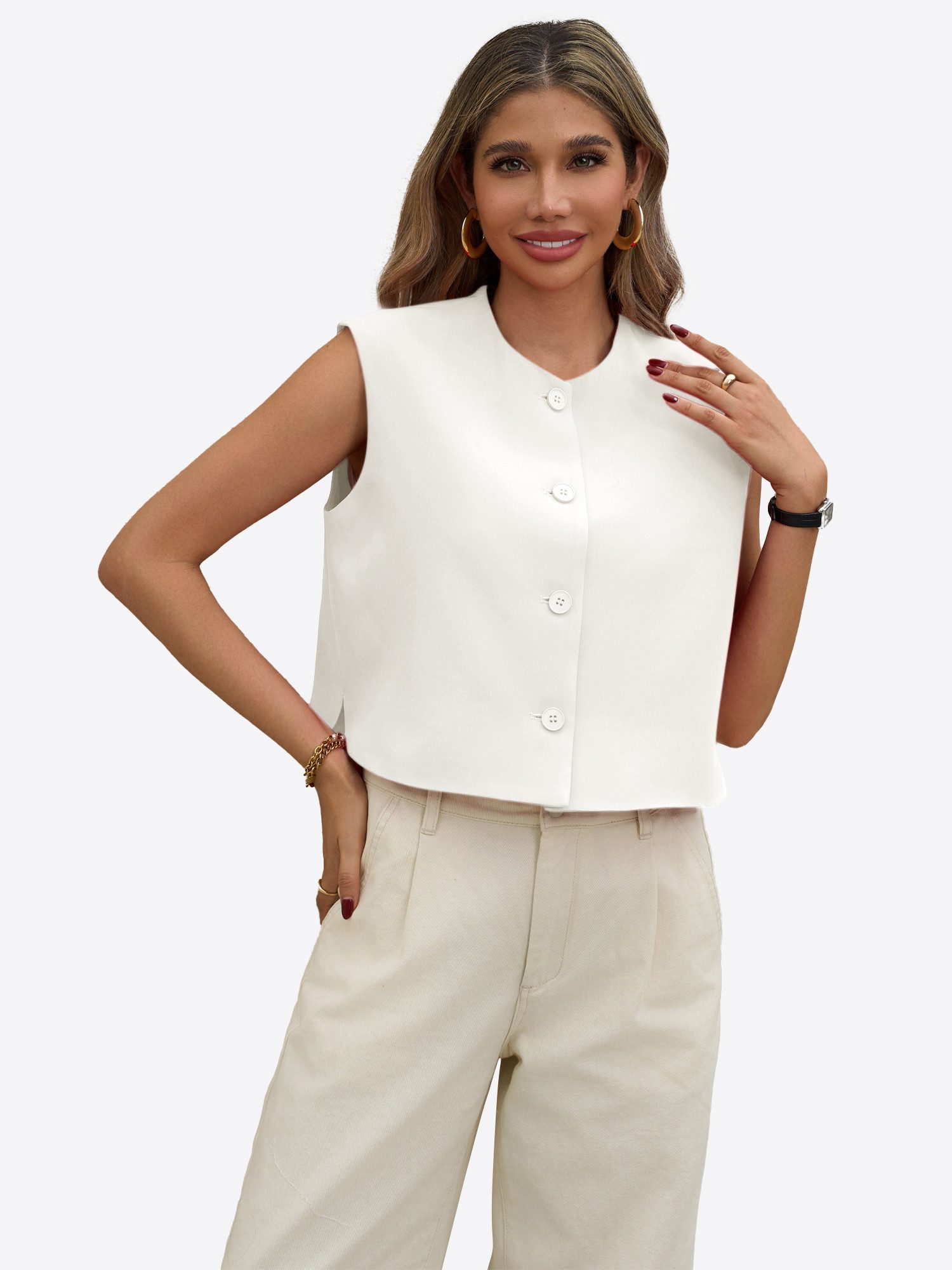 Imily Bela Arbeitsweste Damen Berufsweste kurz (Packung, 1-tlg., 1per-Pack) mit Knöpfen