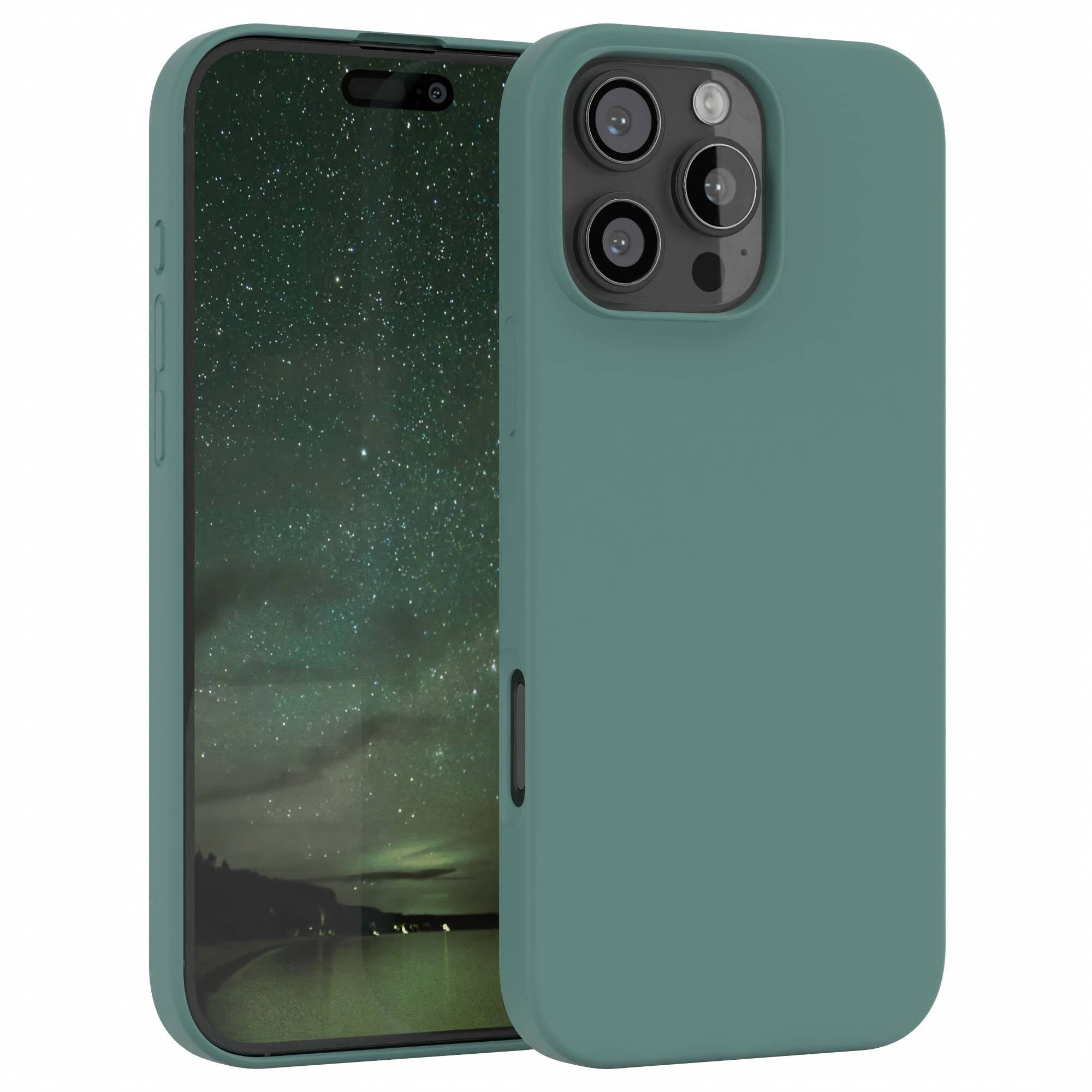 EAZY CASE Handyhülle Premium Silikon Case für Apple iPhone 16 Pro Max 6,9 Zoll, Schutzhülle mit Kameraschutz Back Cover Bumper Case Case Dunkelgrün