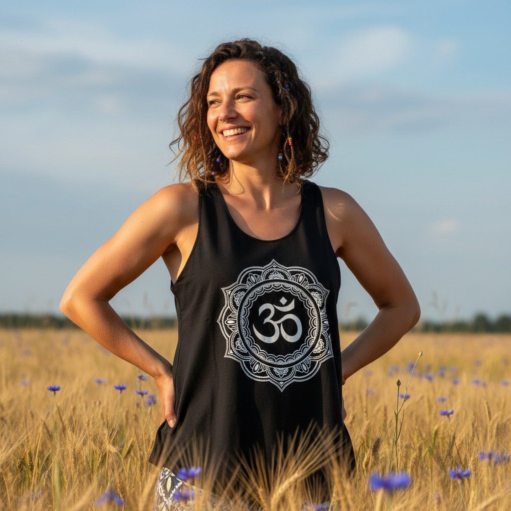 Guru-Shop T-Shirt Retro Art Tanktop mit Ethnodruck - OM Mandala.. Ethno Sty günstig online kaufen