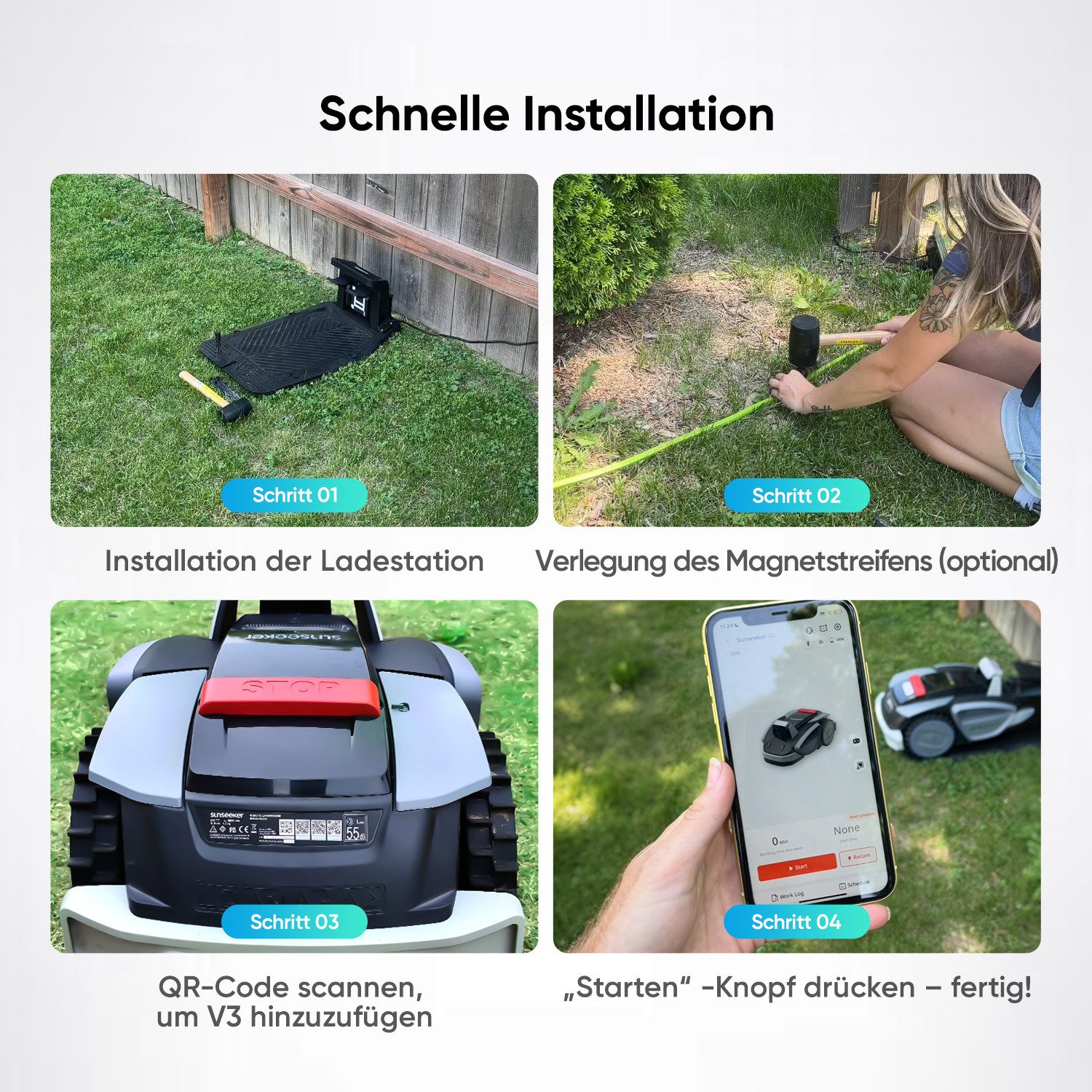 Sunseeker robotic lawnmower V3, for lawns up to 600 m², (package)