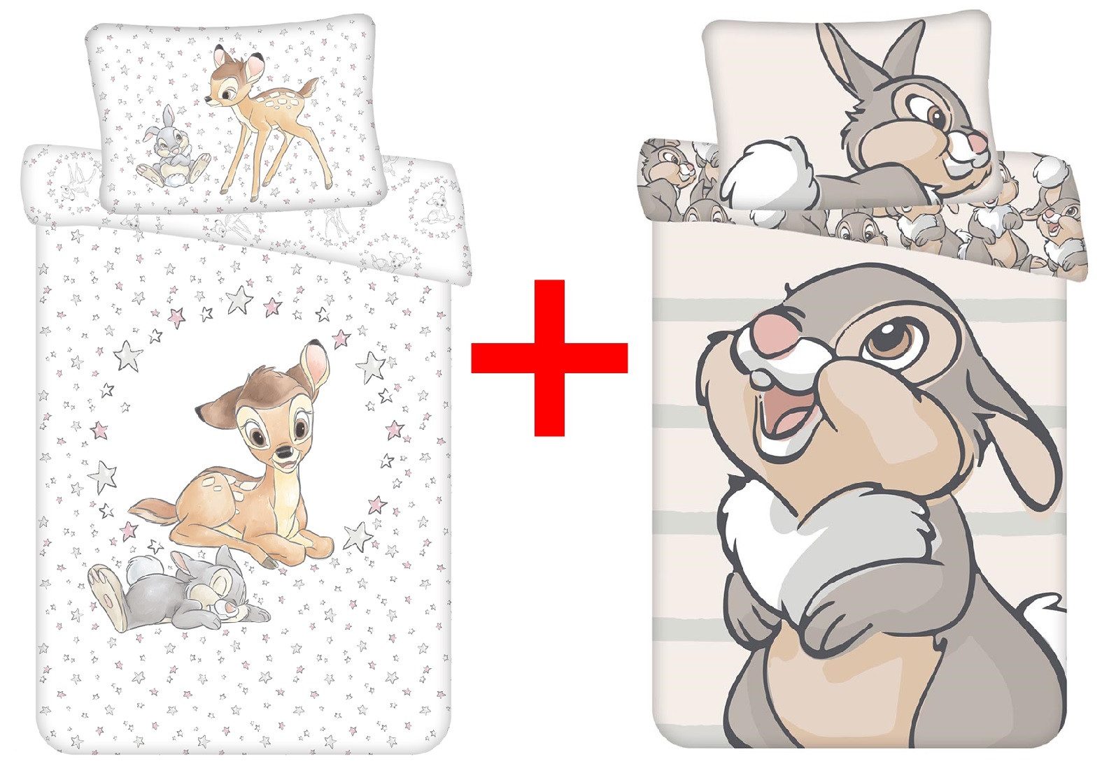 Disney Kinderbettwäsche Disney Bambi und Klopfer Babybettwäsche 100x135cm 2er-Set, Renforcé, 2 teilig