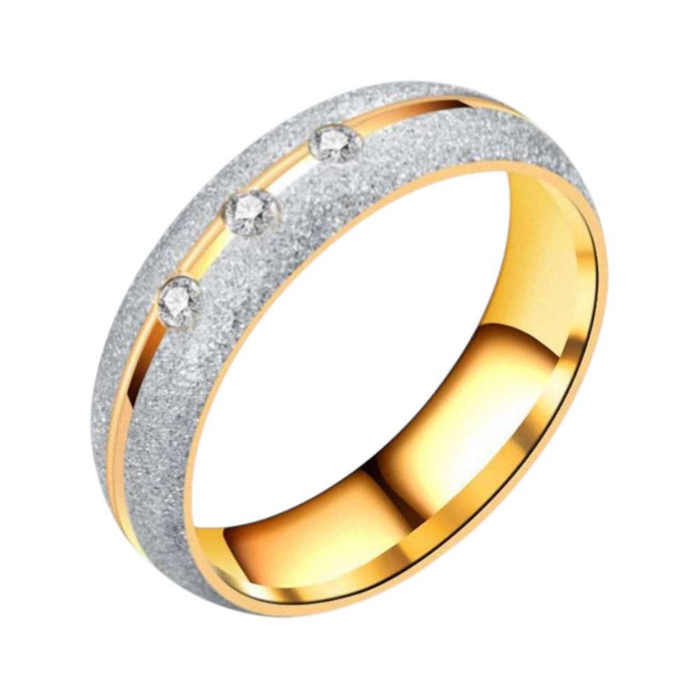 Taffstyle Fingerring Verlobungsring Freundschaftsring Ehering Partnerring Gold Kristalle (Partnerring Freundschaftsring Ehering aus Edelstahl), Wunderschöner goldener Verlobungsring