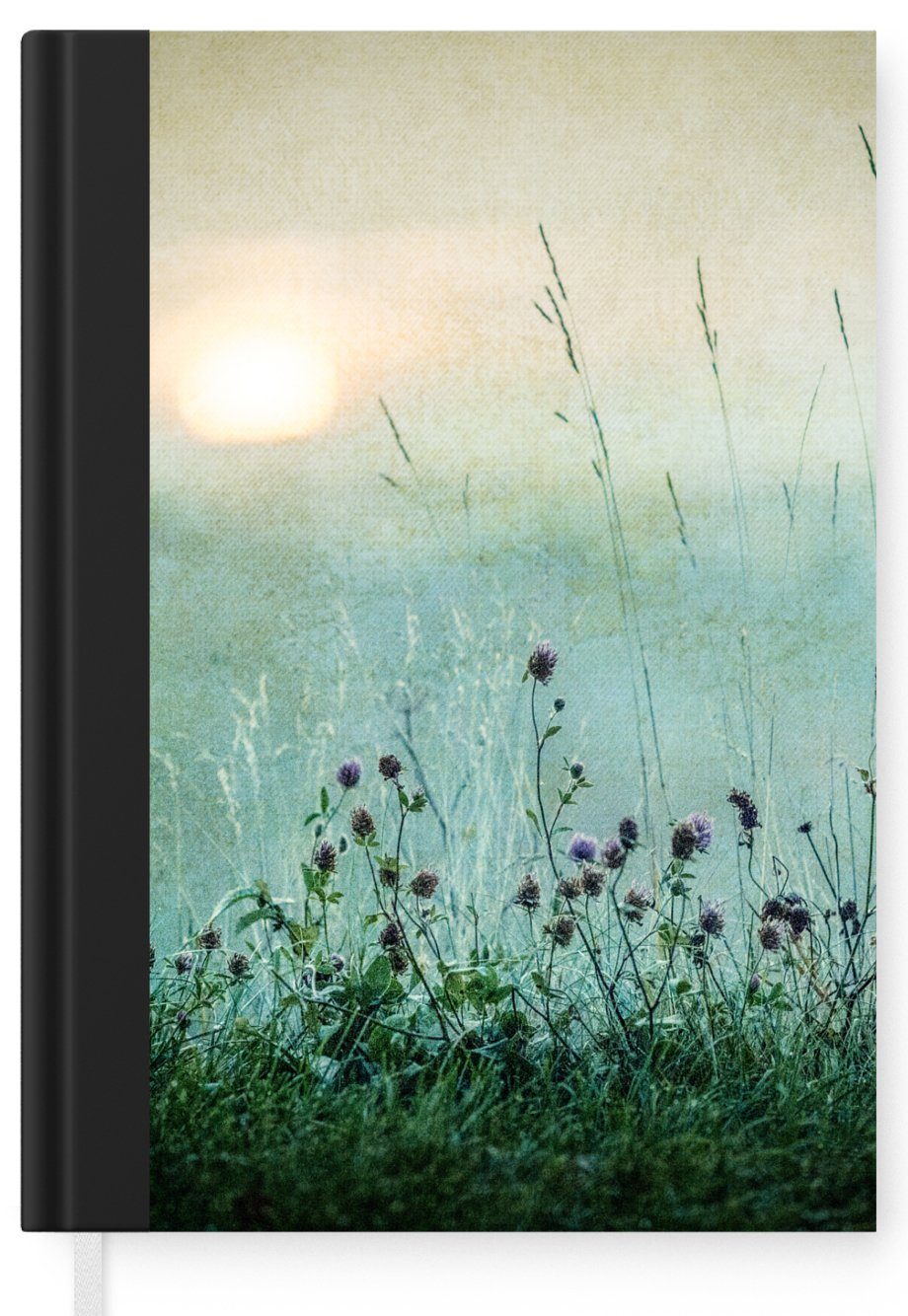 MuchoWow Notizbuch Natur 98 Seiten, - Sonne, Notizheft, Vintage Journal, Tagebuch, Haushaltsbuch - Blumen A5, - Merkzettel