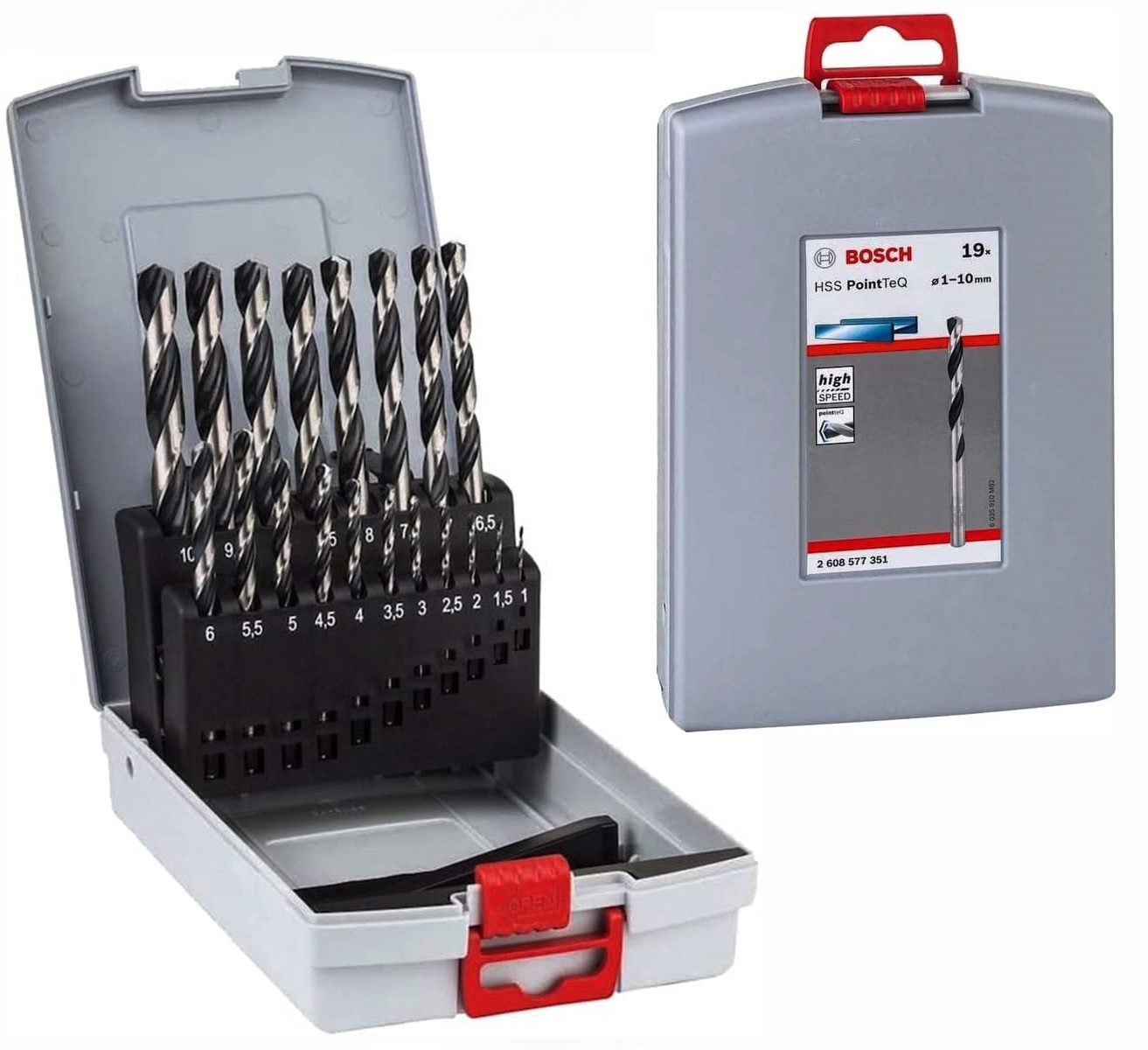 BOSCH Bohrer- und Bitset Bosch Metallbohrer-Set HSS PoinTeQ, ProBox, 19-teilig,DIN 338, 1-10 mm
