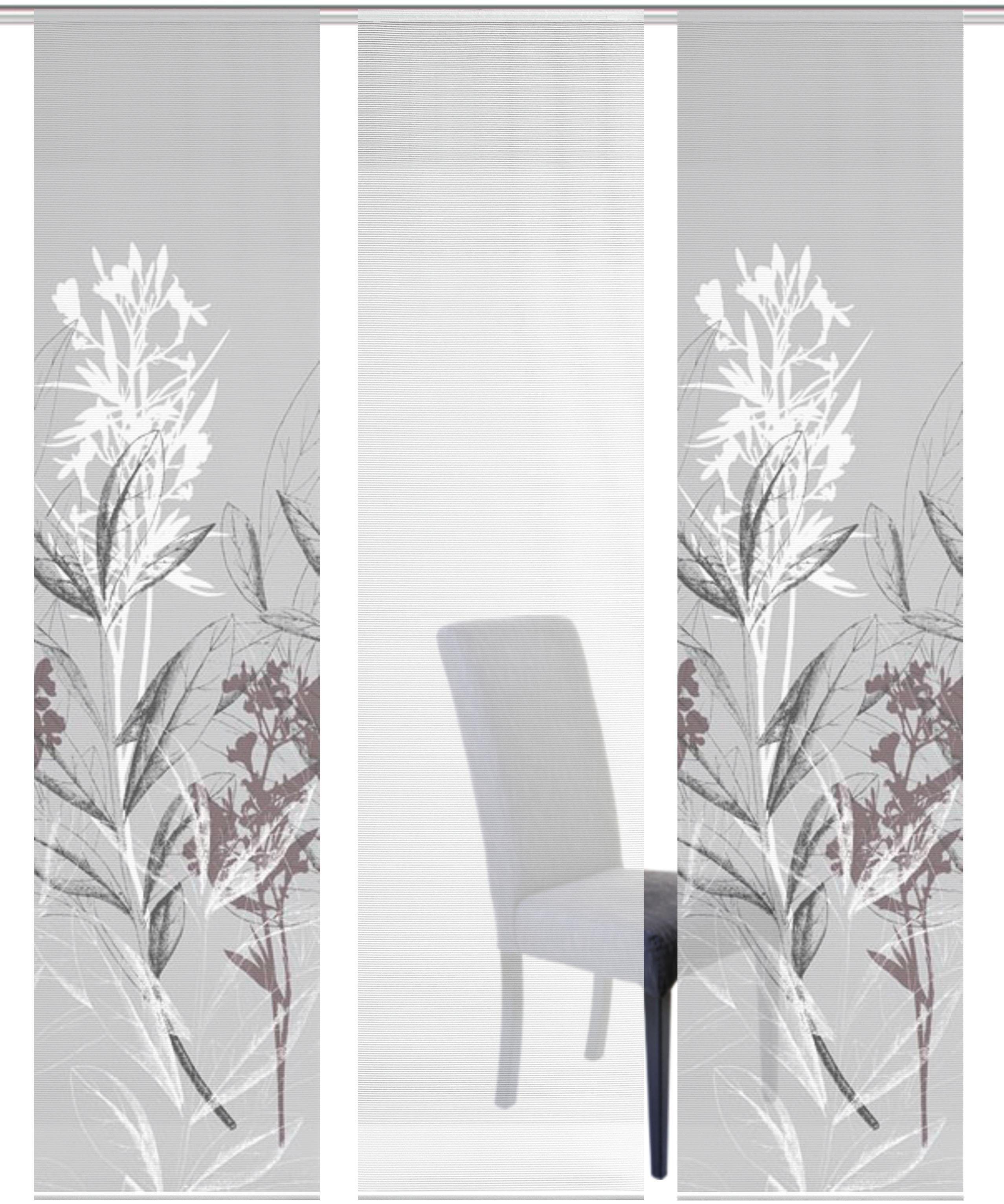 Vision S Schiebegardine 3ER SET SEMORA (3 St), Paneelwagen, halbtransparent, HxB: 260x60, Schiebevorhang 3er Set Digitaldruck