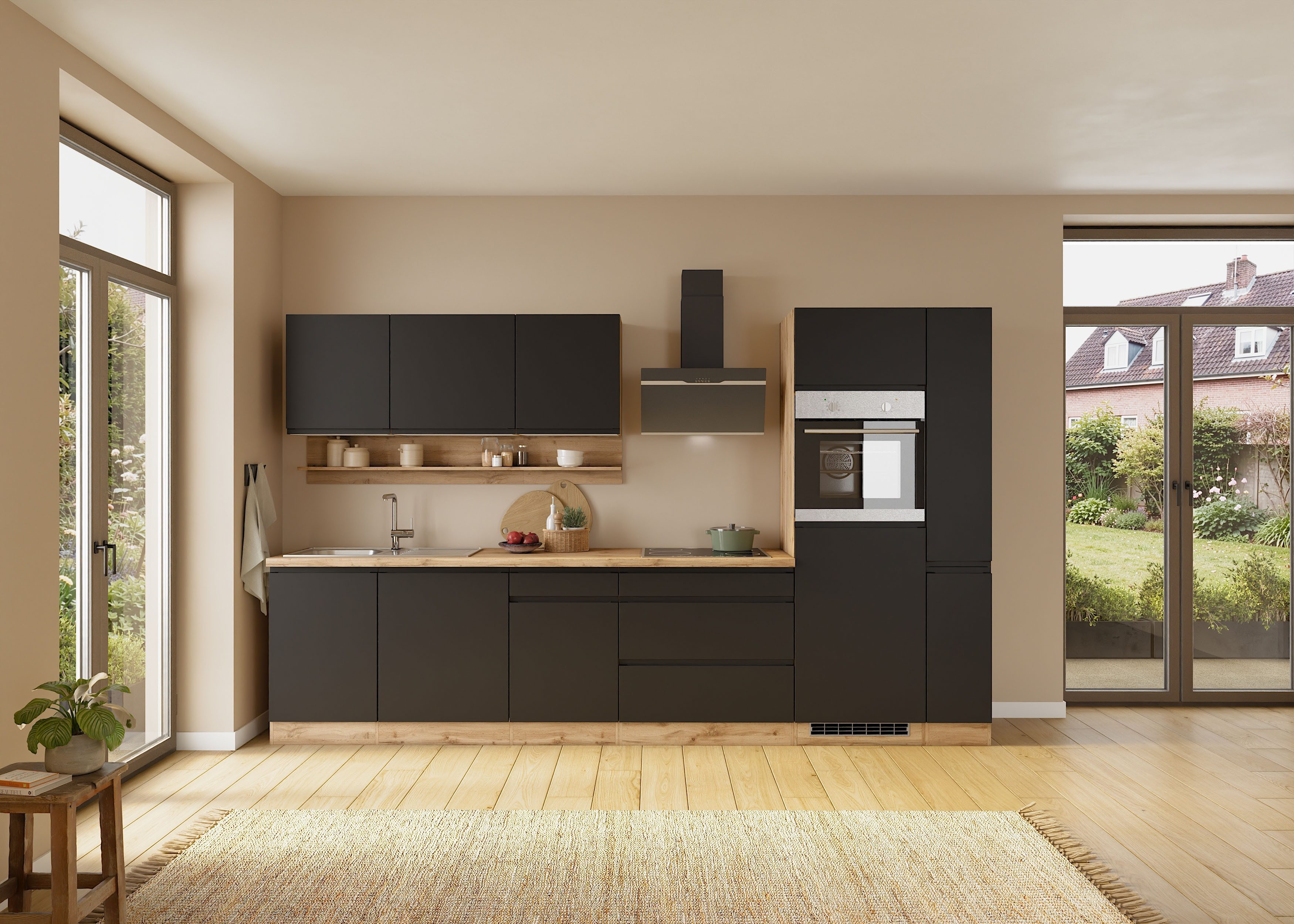 KOCHSTATION Apothekerschrank KS-Virginia,neu in verbesserter Ausführung (Stauraum, Softclose) Breite 30 cm, Höhe 200 cm, 2 Auszüge, Soft-Close-Funktion