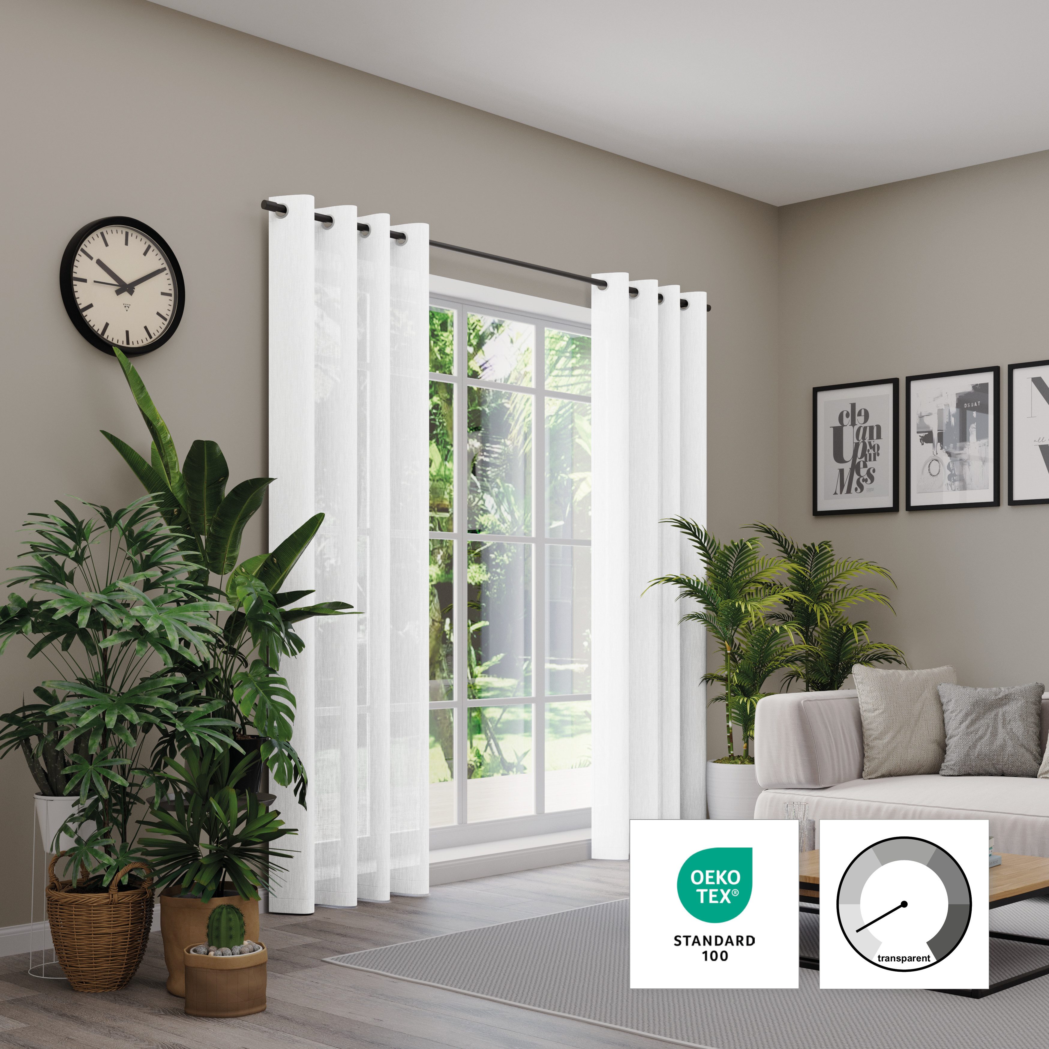 Neutex for you! Vorhang Libre-ECO (1 St), Ösen, halbtransparent, Jacquard, Breite 142 cm, nach Maß