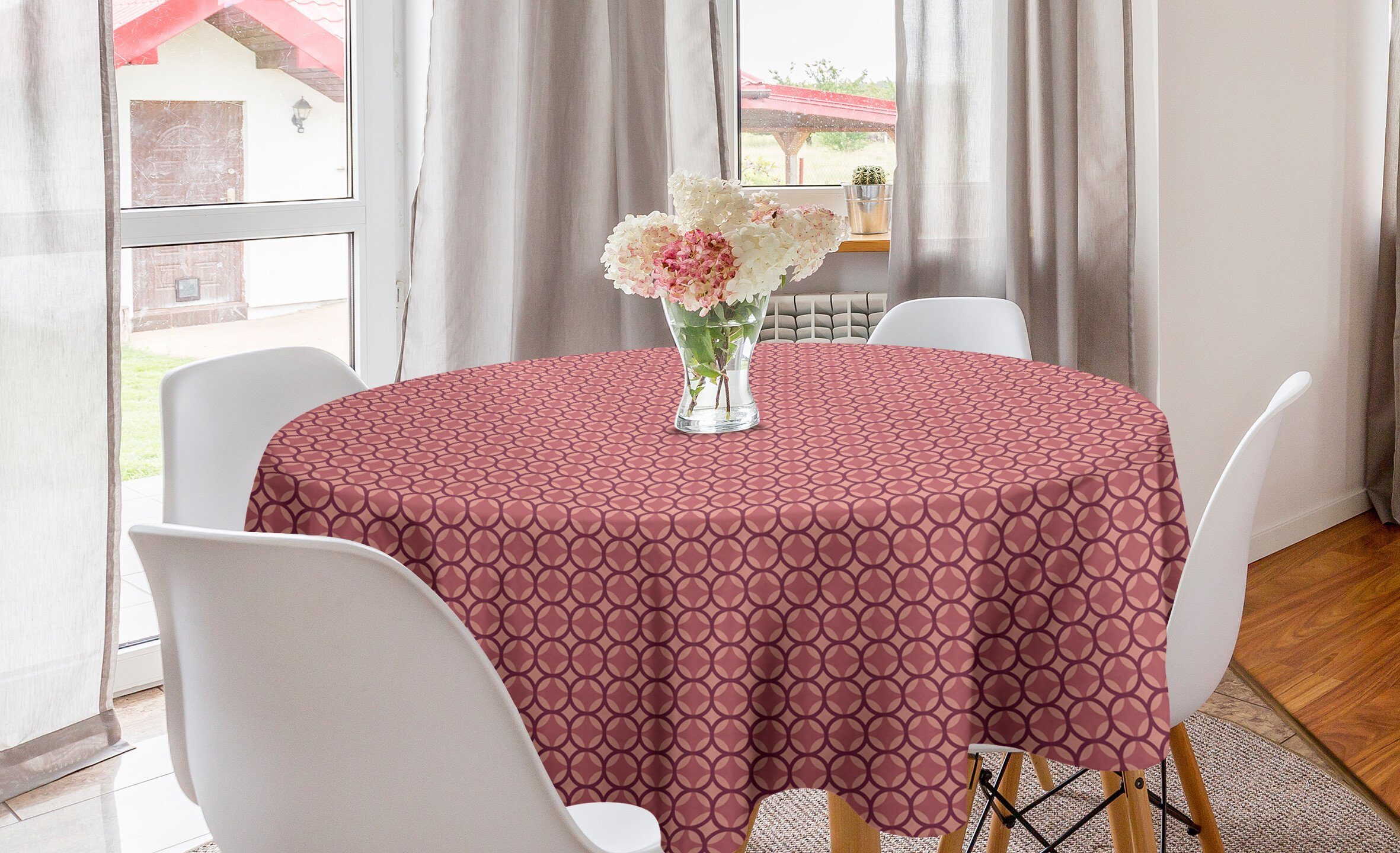 Geometrische Abstrakt Tischdecke Dekoration, Tischdecke Küche und Abdeckung für Abakuhaus Esszimmer Retro-Motive Kreis