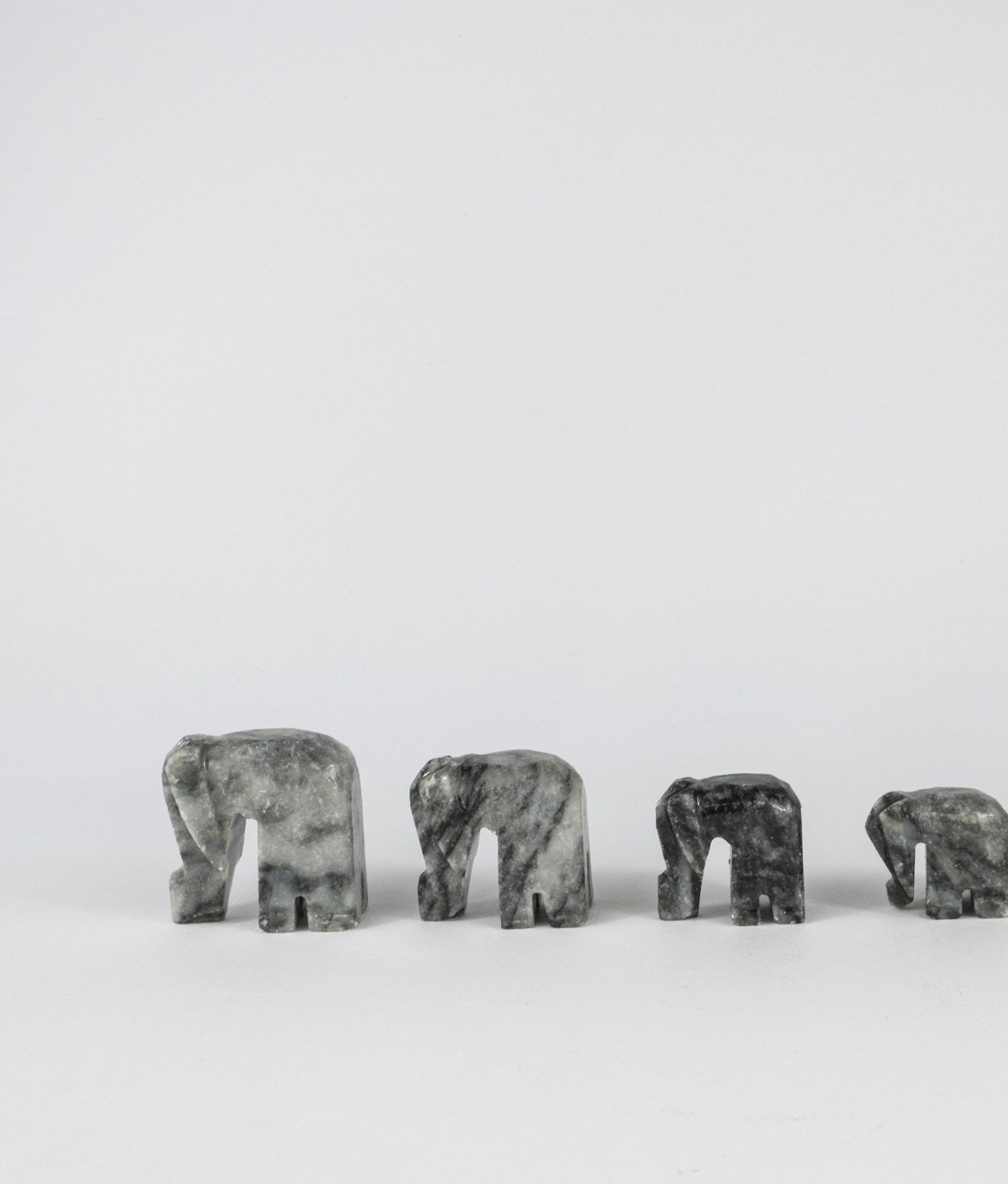 ASALI Stone (7er D'arte Set) handgemachte grau Elefantenfiguren Marmor Dekofigur
