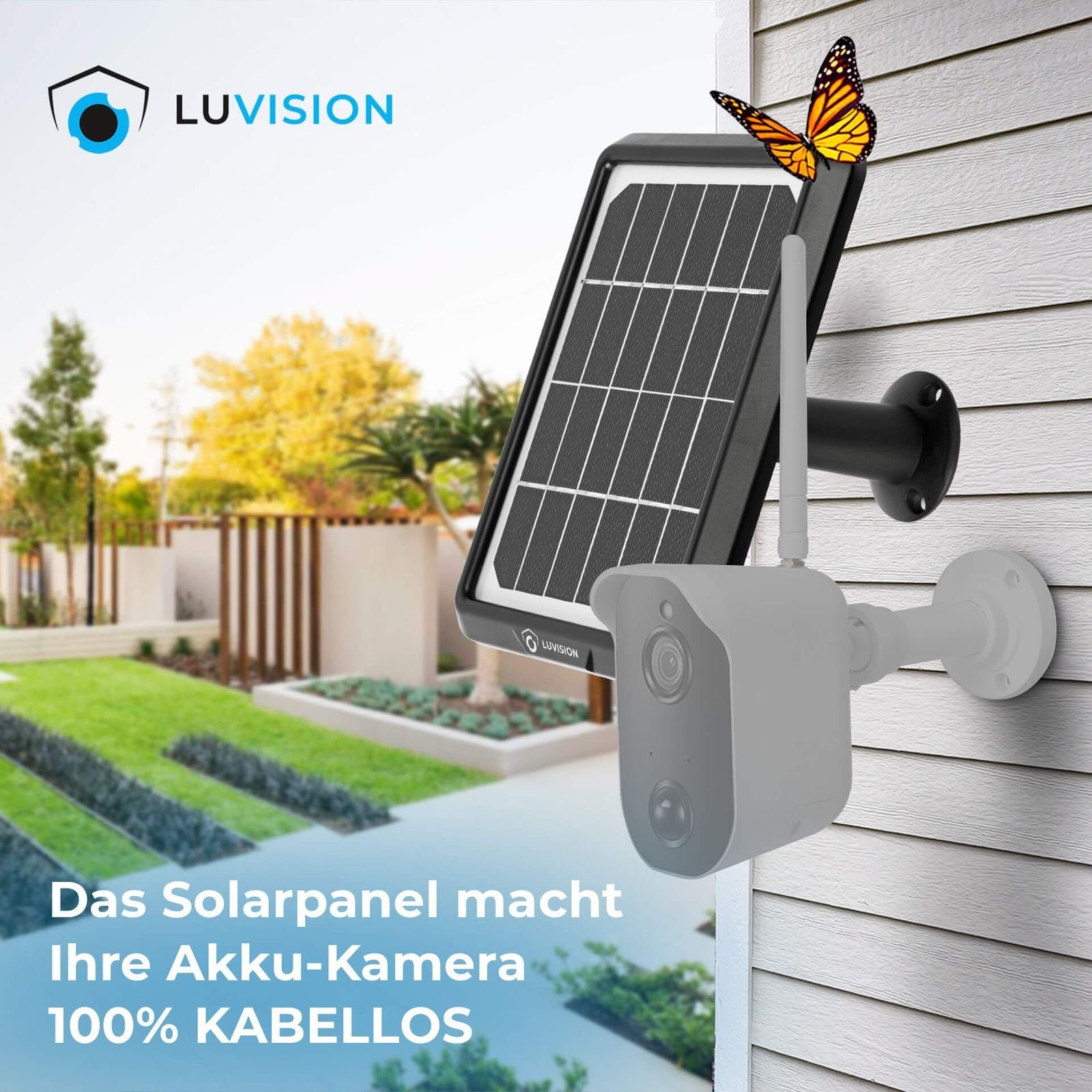 LUVISION Überwachungskamera LV-A-2020-06 (Solarpanel zur Erweiterung der Akku Überwachungskamera, LUVISION LV-A-2020-02)