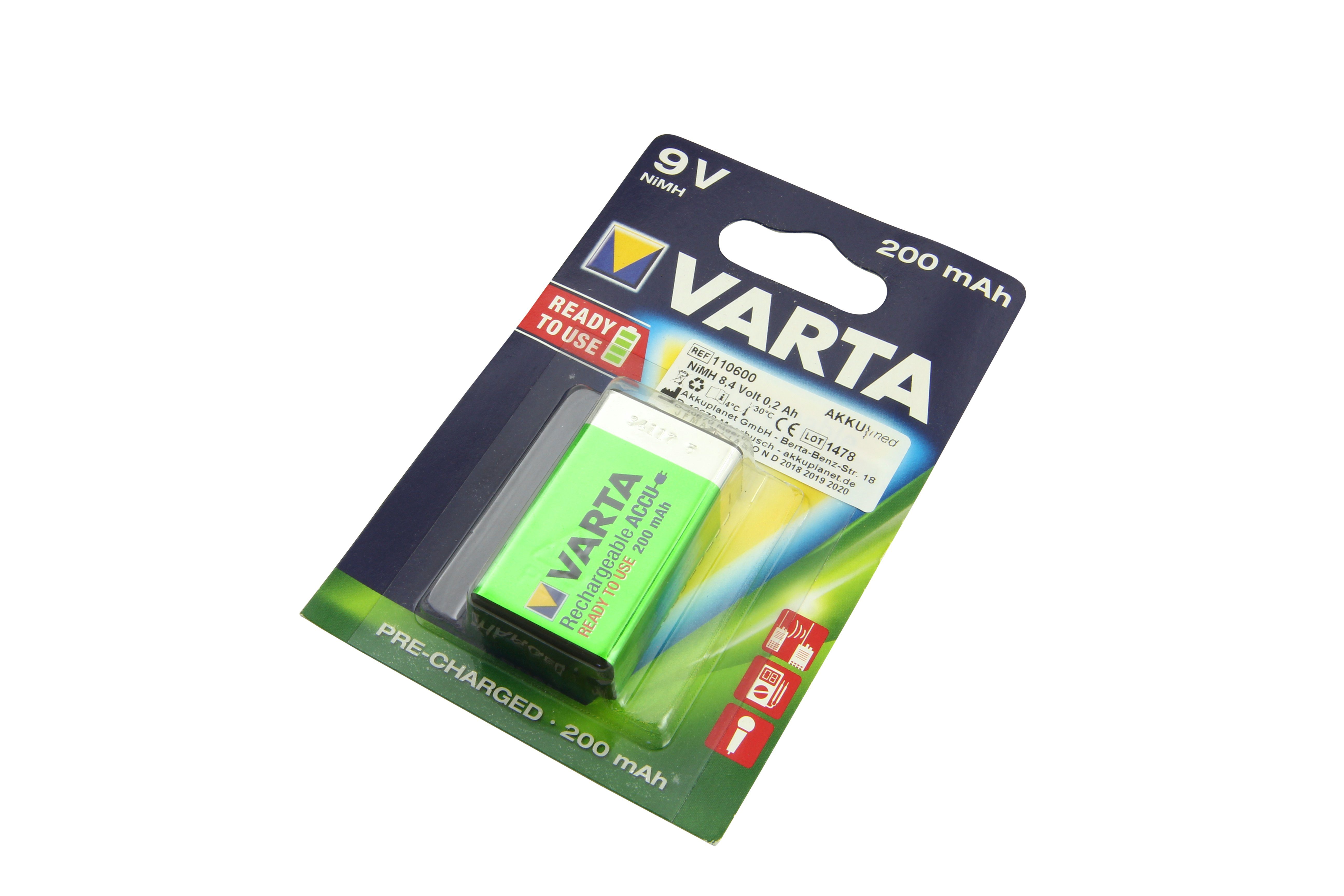 VARTA NiMH Akku passend für Abbott i-Stat 6F23-55 Akku 200 mAh (8,4 V)