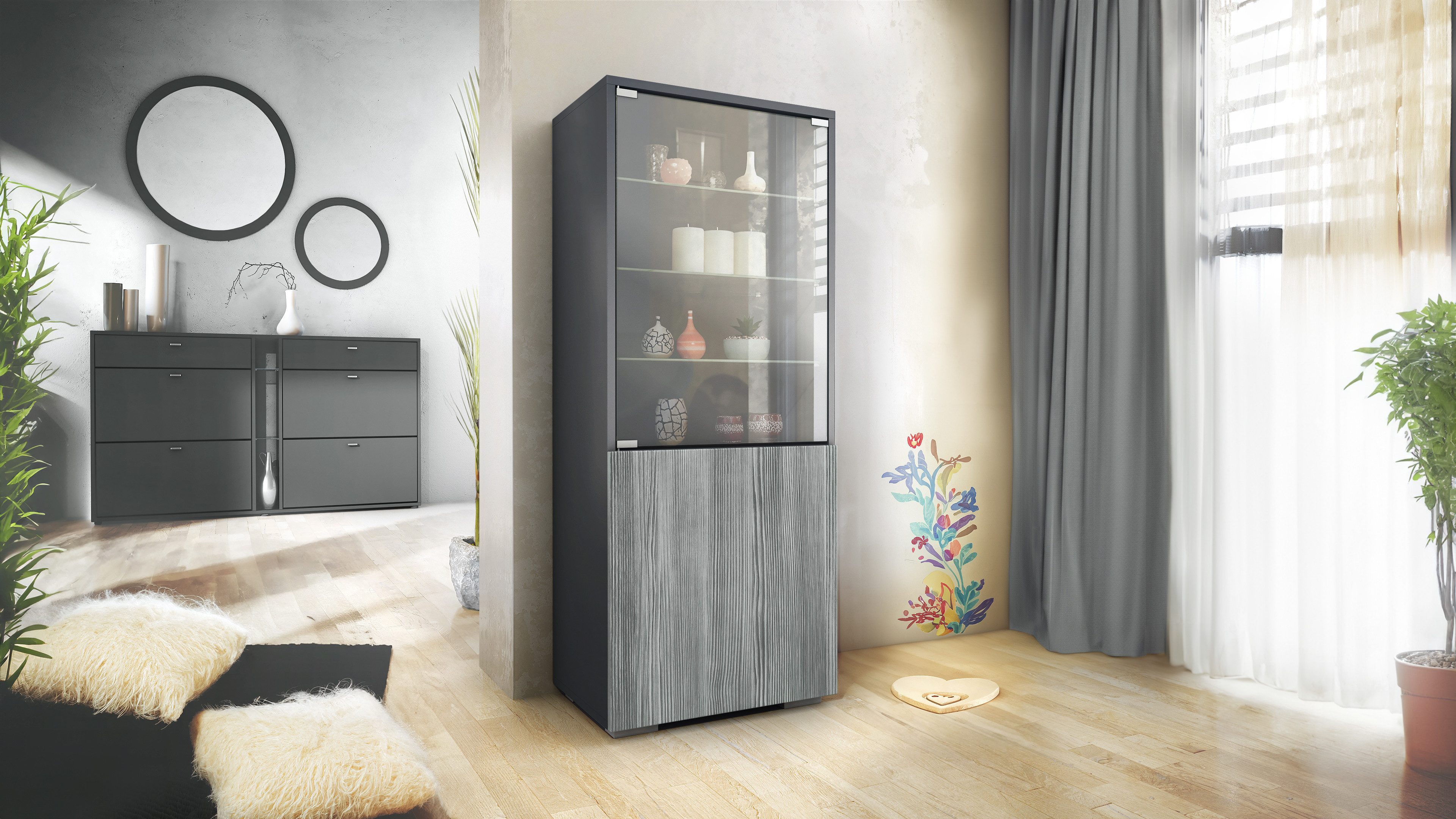 Vladon Standvitrine Granada (Vitrinenschrank, mit Glastür günstig online kaufen