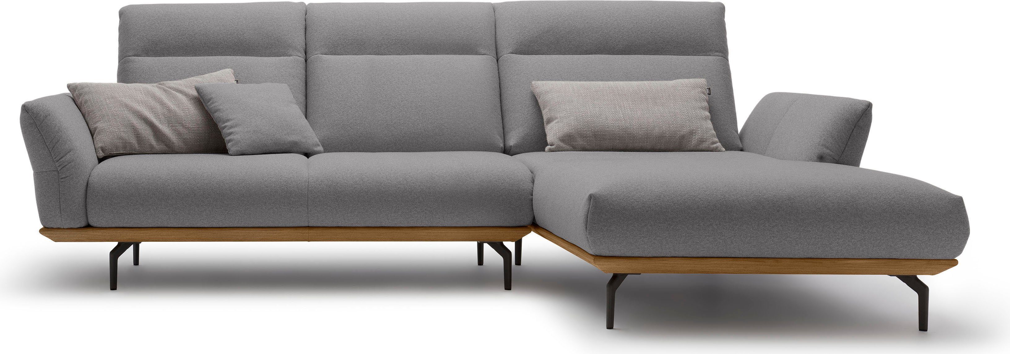 hülsta sofa Ecksofa hs.460, Sockel in Nussbaum, Winkelfüße in Umbragrau, Breite 298 cm