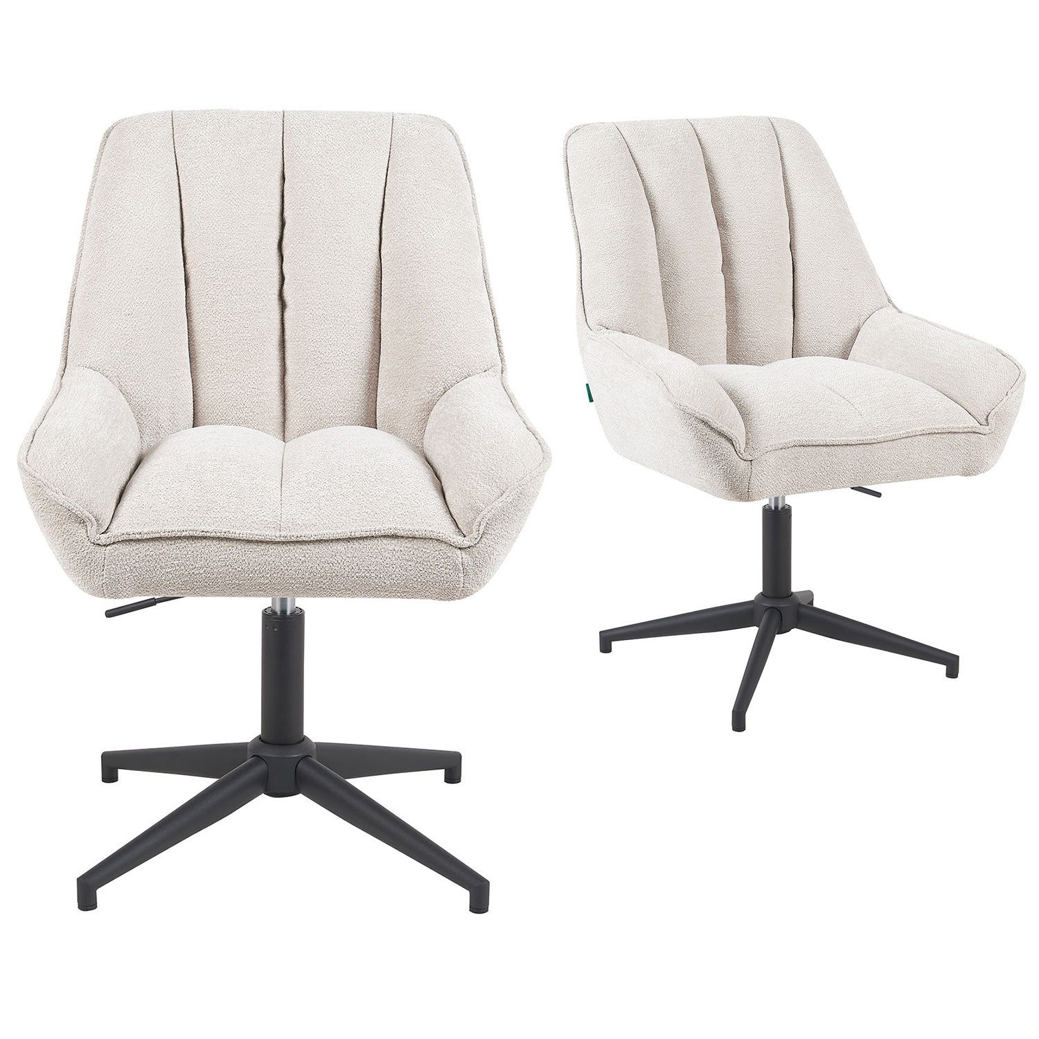 DUBI Möbel Polsterstuhl Mika-Mira, Federkern, 360° drehbar & höhenverstellbar im 2er-Set