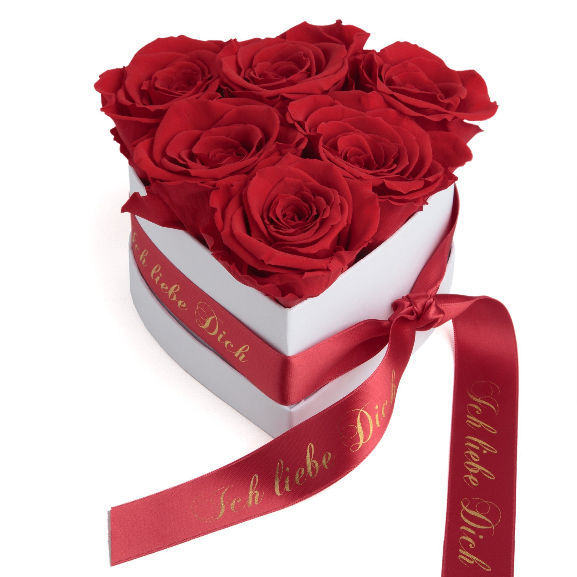 Kunstblume Infinity Rosen Box Herz 6 ewige Rosen Ich liebe Dich Geschenk Frau Rose, ROSEMARIE SCHULZ Heidelberg, Höhe 10 cm, Valentinstag Geschenk Frau Herz, Made in Germany