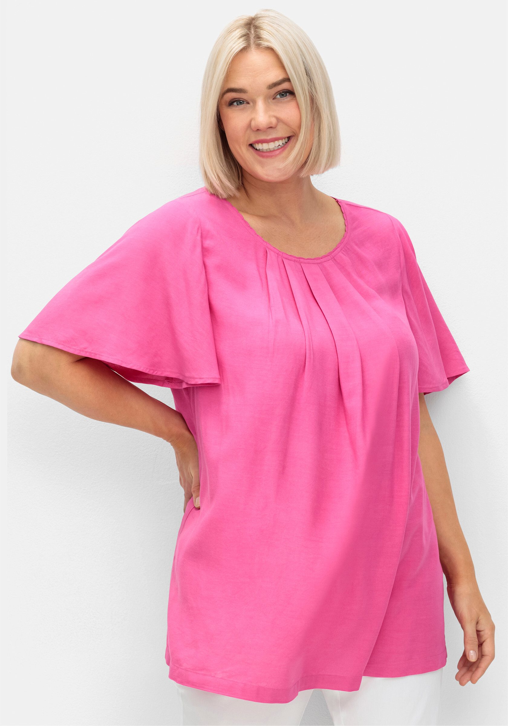 Sheego Klassische Bluse Tunika Kurzarm günstig online kaufen